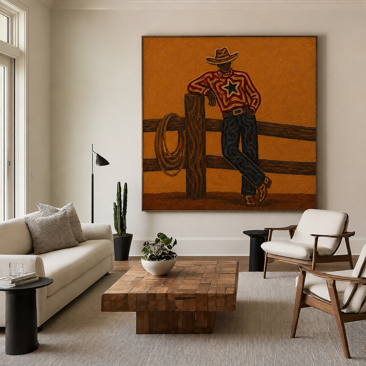 Western Ranch Cowboy Art, Cowboy Leaning On Fence Painting, Country Western Canvas Art