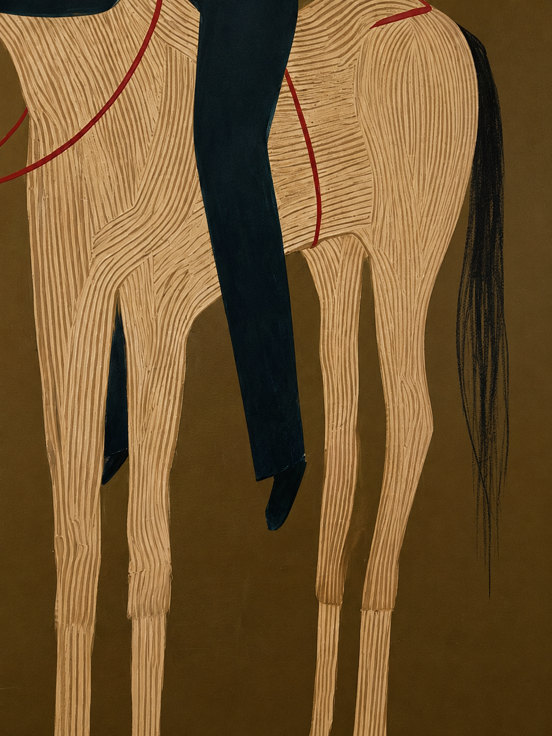 Minimalist Horse Painting With Earth Tones For Modern Living Room Wall Decor Original Canvas Art