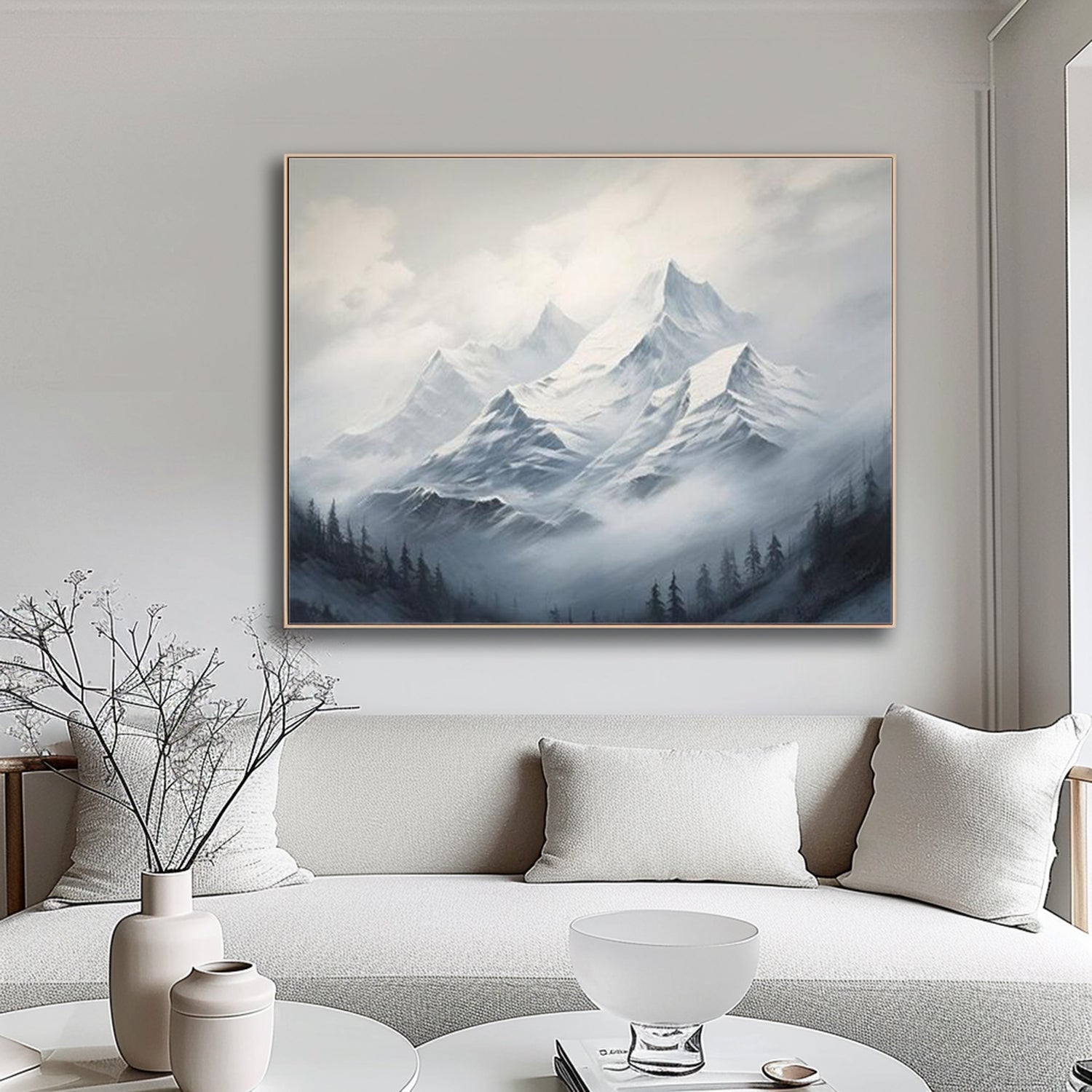 Large mount paintings mountain wall art Large blue abstract art blue mountain landscape art