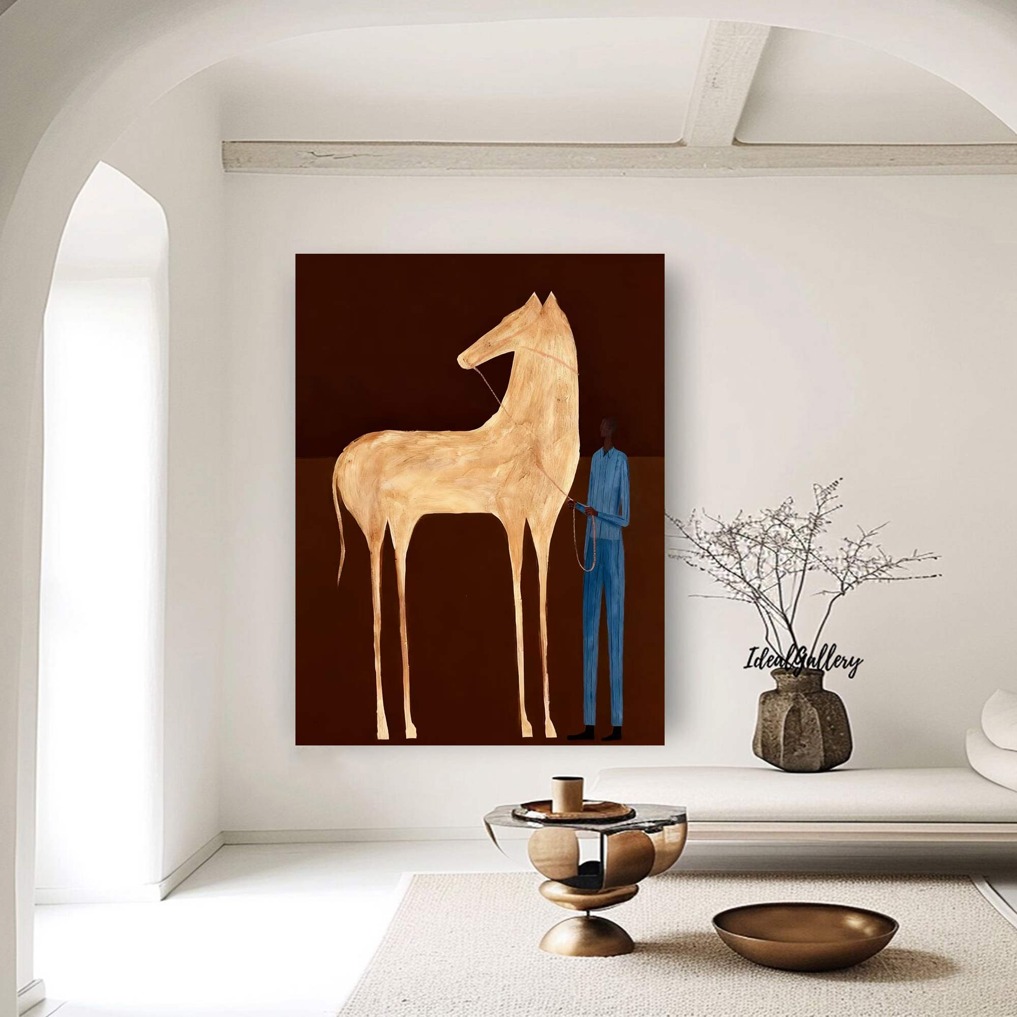 Surreal Horse Art Painting Horse Painting Modern Folk Art Horse & Rider