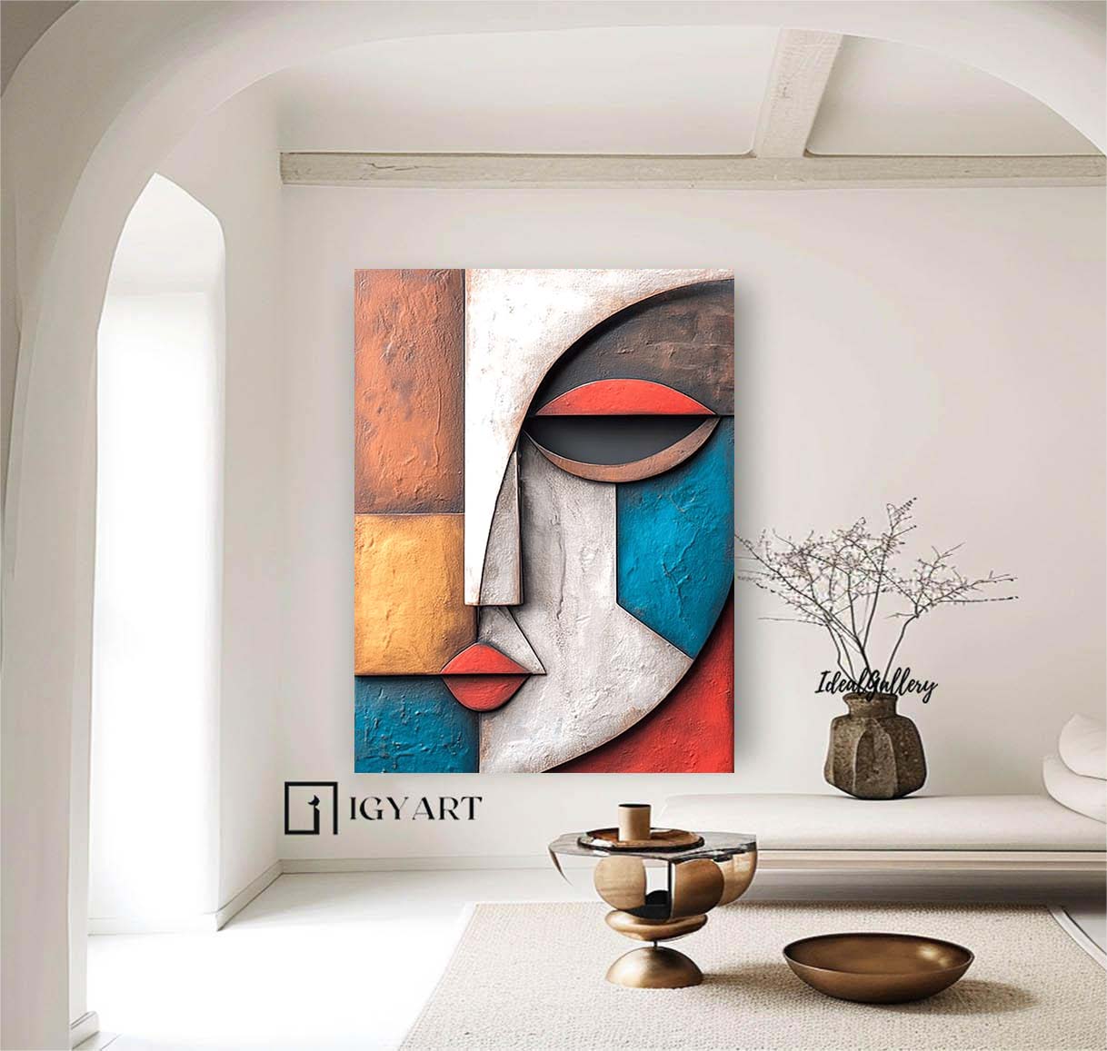 Wood carving wall art Wooden wall decor Art face 3D Textured Wall Decor