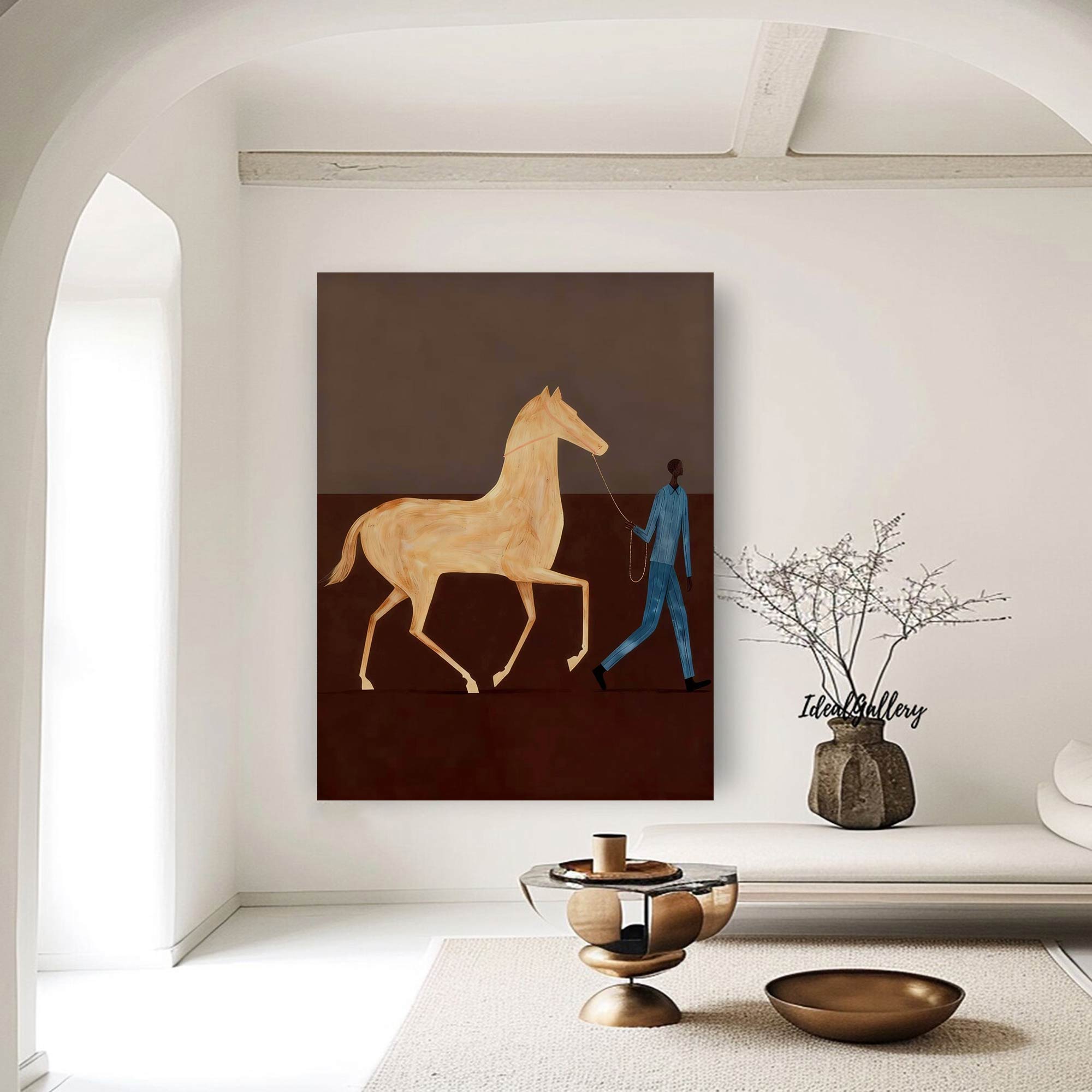 Surreal Horse Art Painting Horse Painting Modern Folk Art Horse & Rider