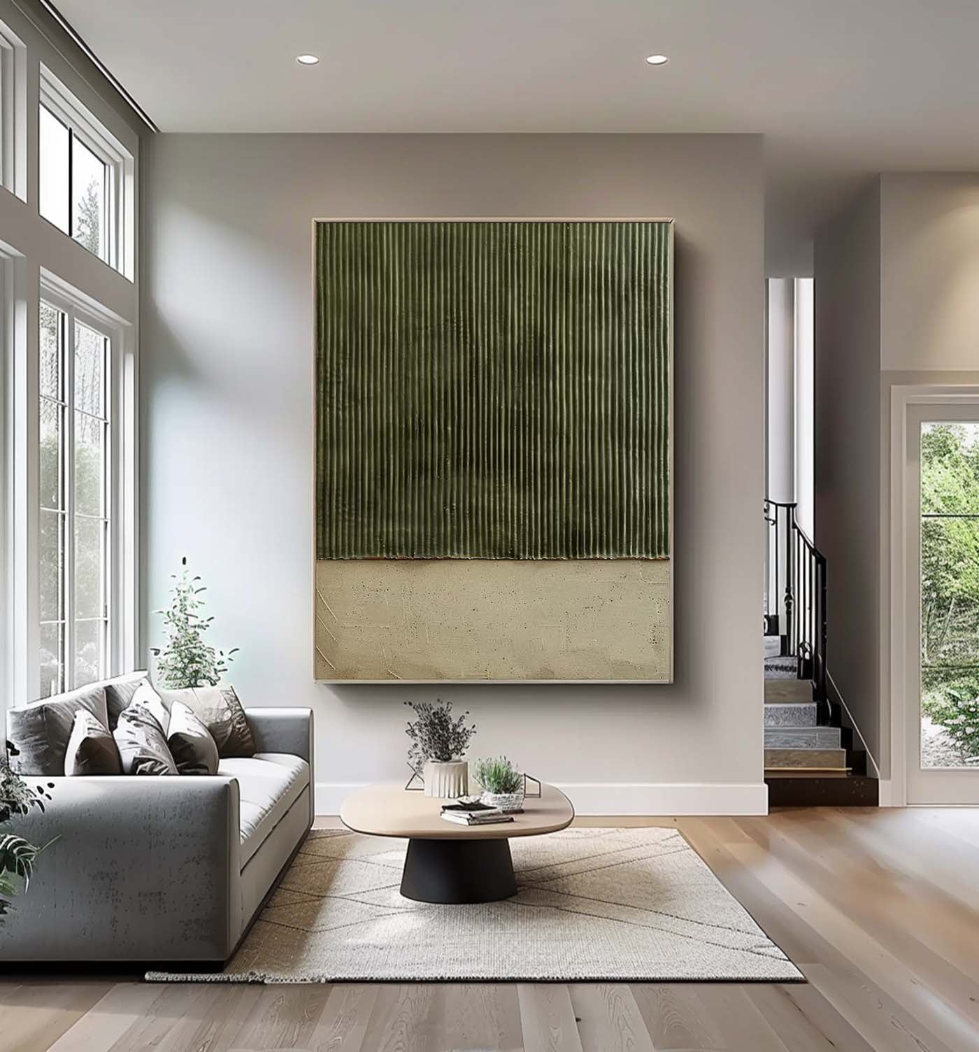 Green minimalism painting Large green abstract painting Sage green painting green painting