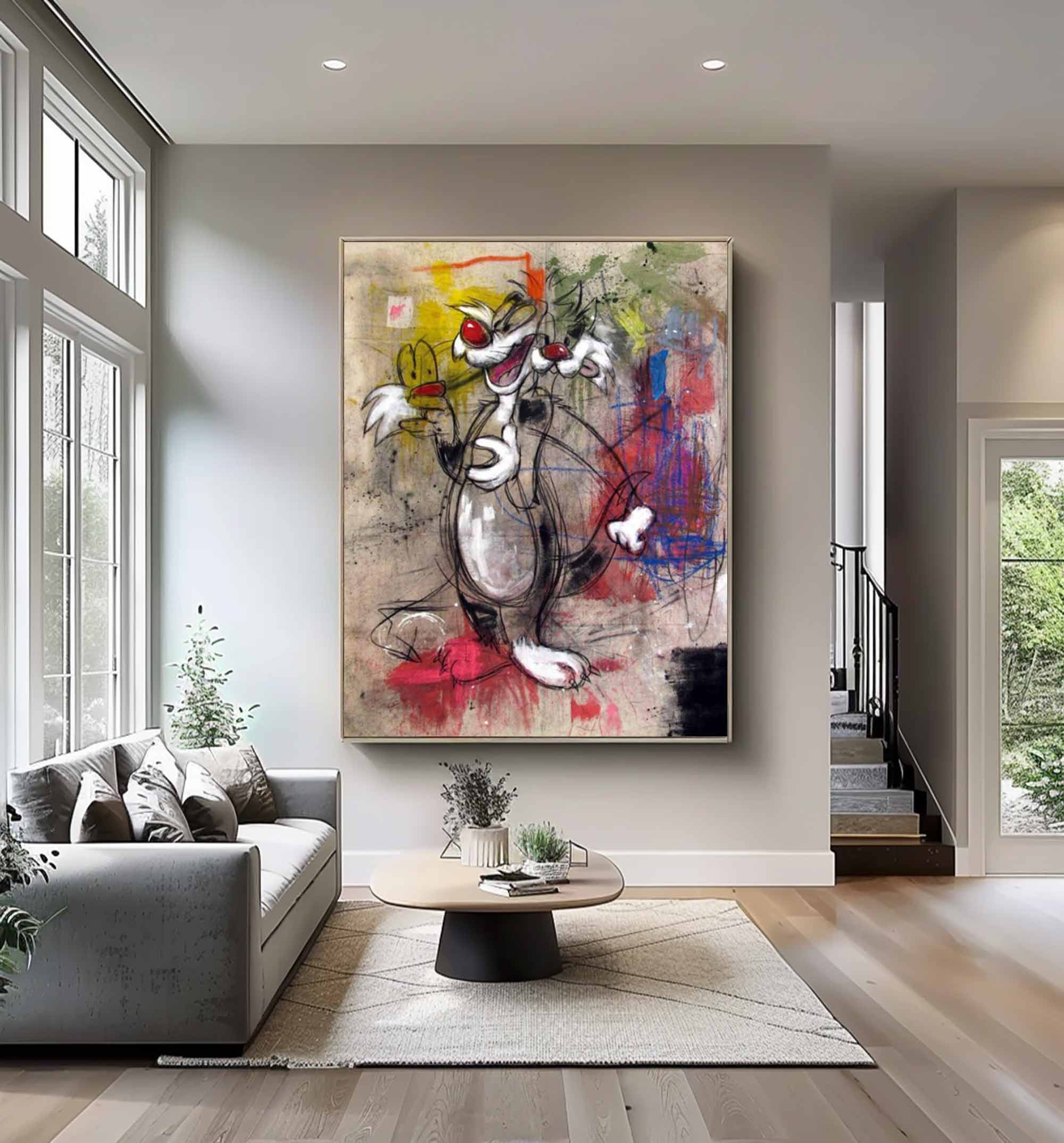 Basquiat style art colorful Pop graffiti Art street graffiti art