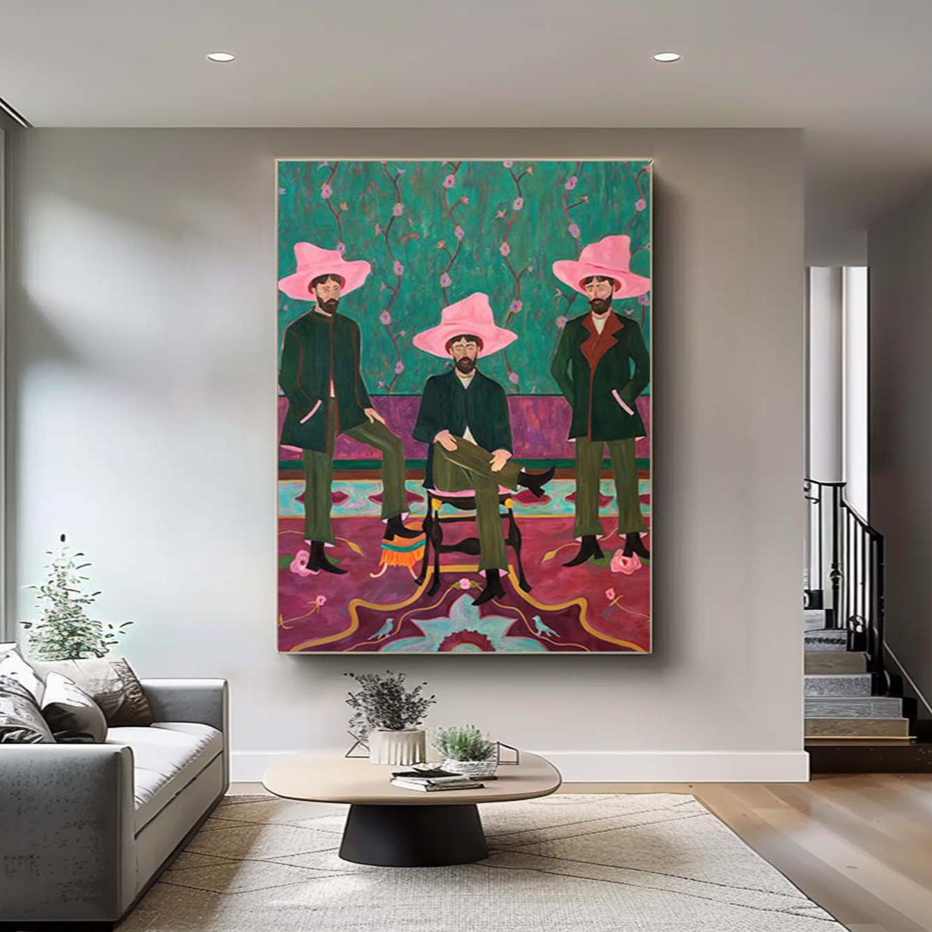 pink hat man figure abstract painting pink hat man figure art Figure abstract painting pink hat figure painting