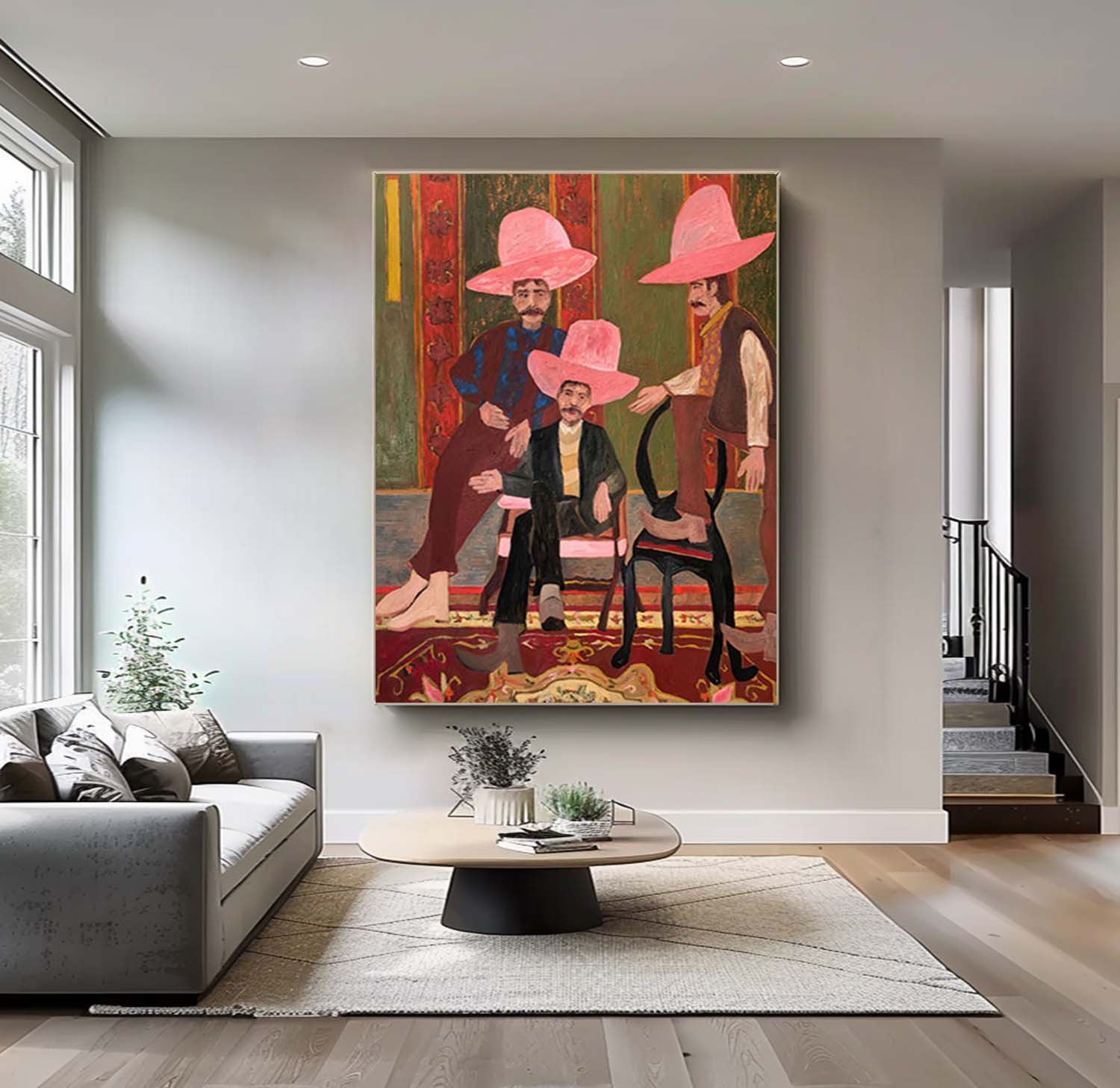red hat figure abstract painting Figure abstract painting three Red hat figure painting figure face art