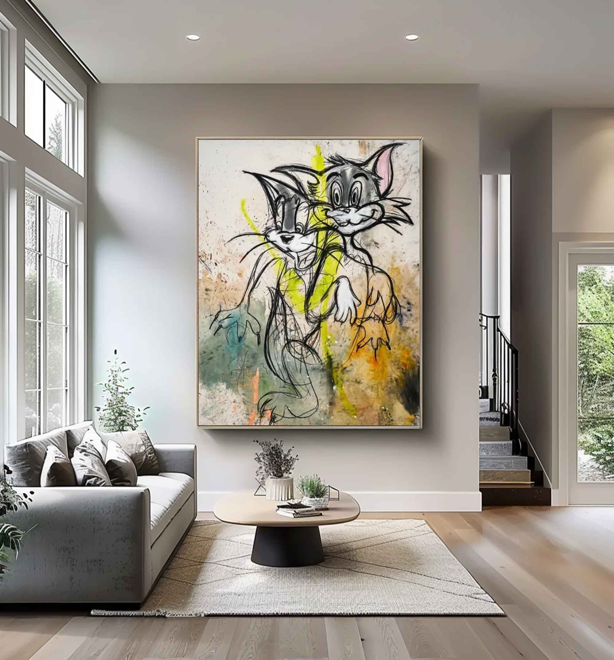 Basquiat style art colorful Pop Street Art cartoon style Abstract art