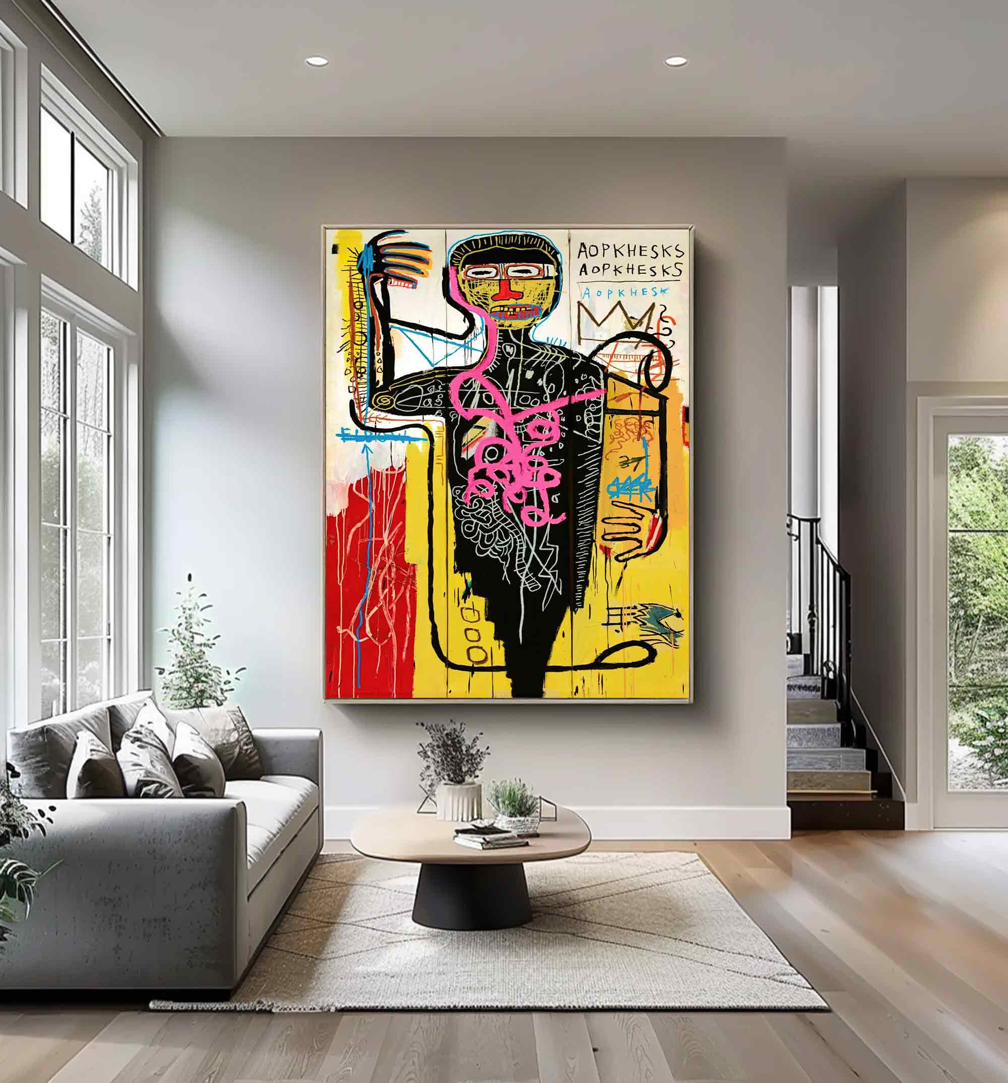 street graffiti art,vibrant colorful style of Basquiat art,Pop art