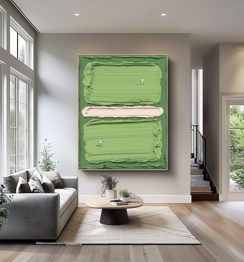 tennis art green tennis court art green tennis 3D textured impasto art contemporary art personalized gift