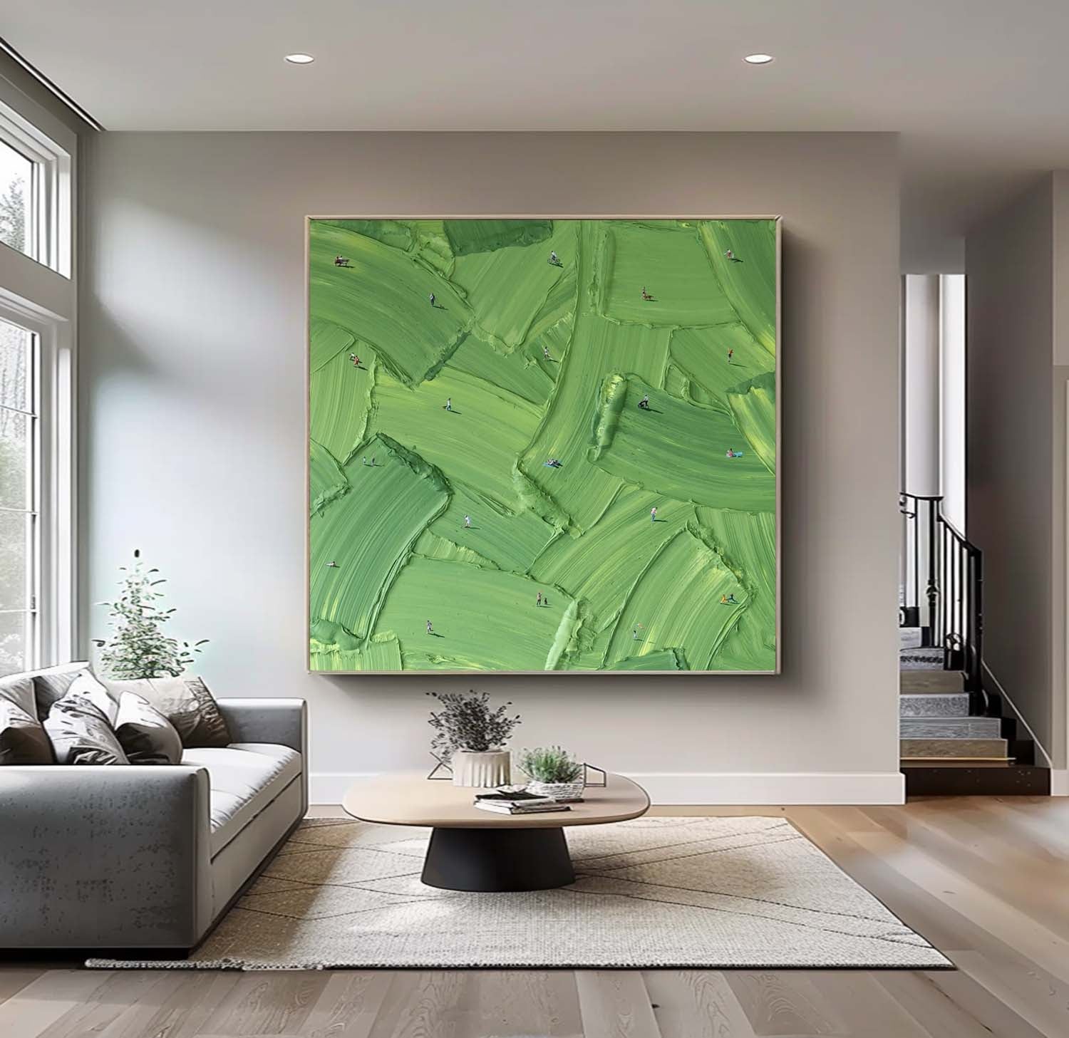 Large Green Abstract Painting Green Textured Wall Art Golf Course Painting Golf Lovers Gifts Handmade Painting