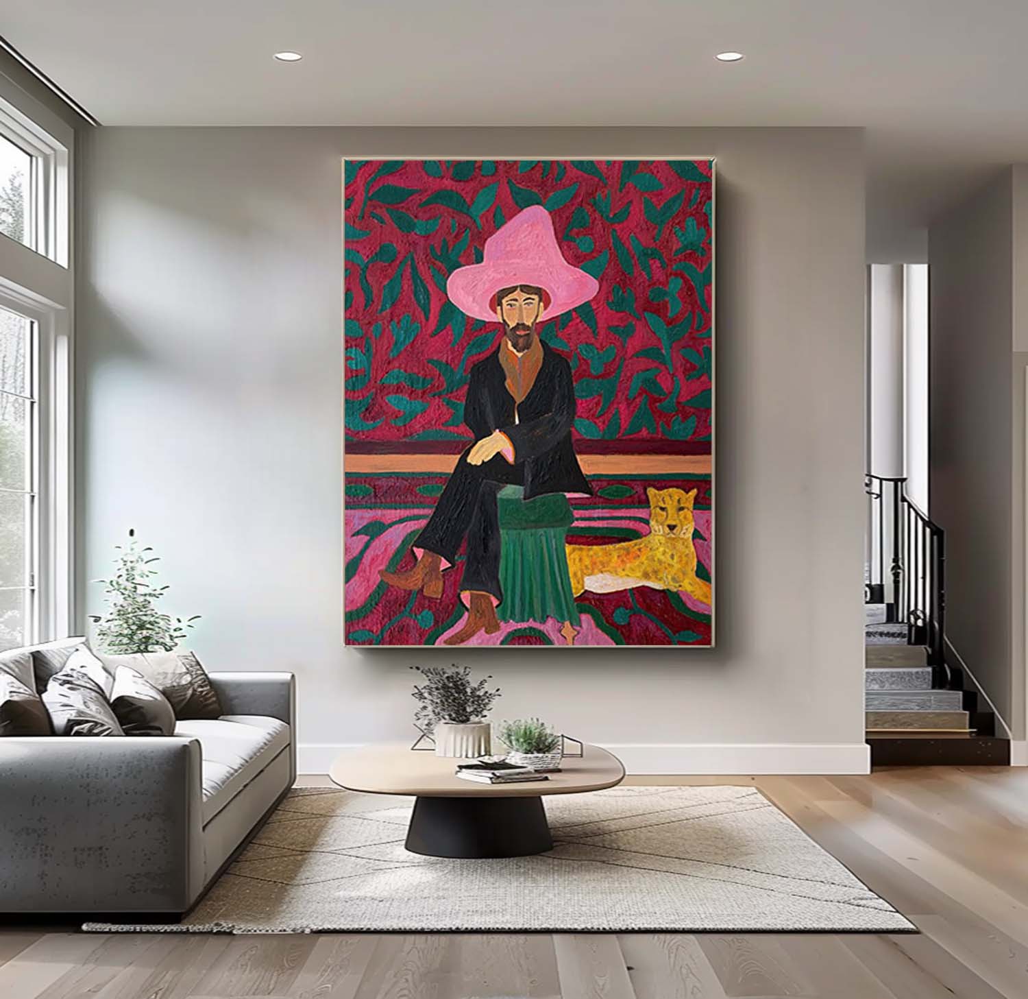 Colorful abstract painting Figure abstract painting, figure face art, red figure abstract painting, modern figure abstract painting