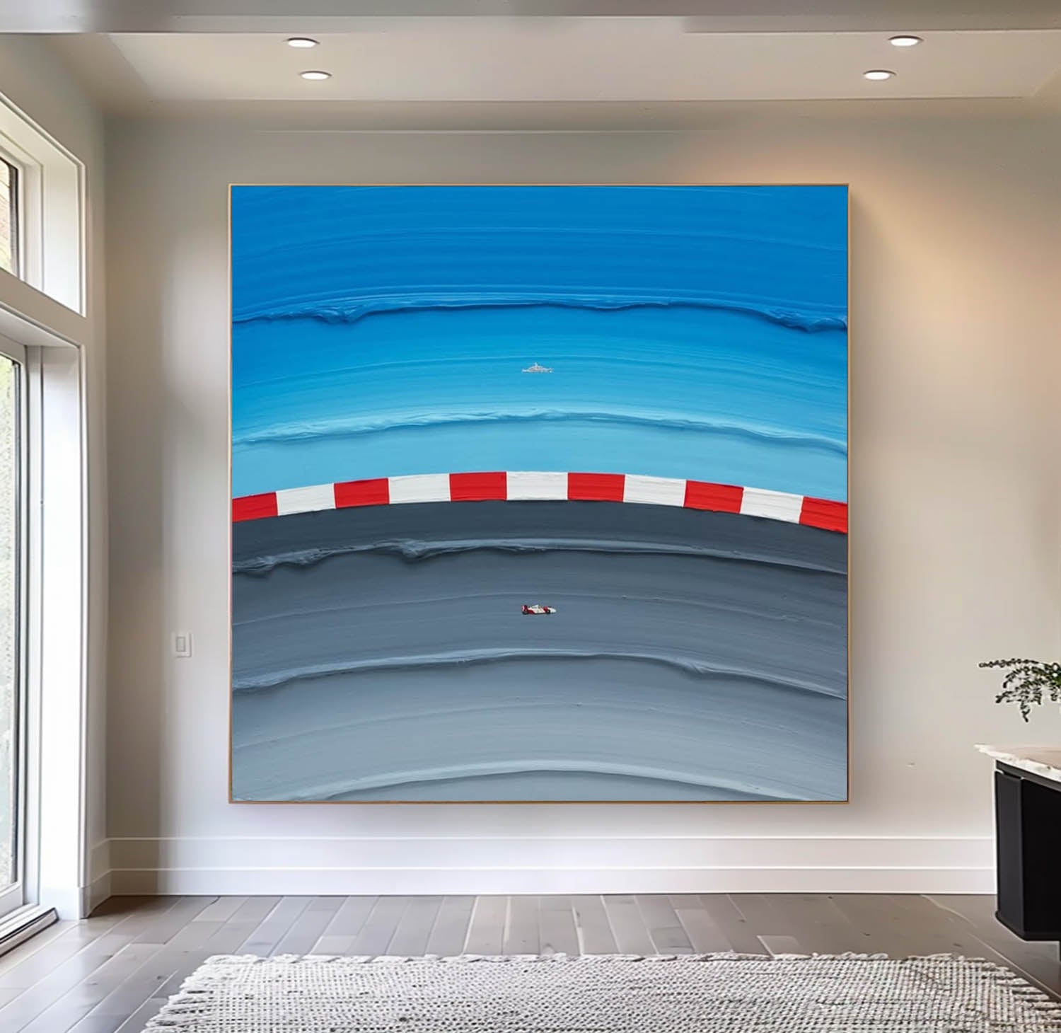 Large Blue textured Abstract Painting Blue Surf Painting Holiday leisure painting Blue Sailing art Blue surfing painting