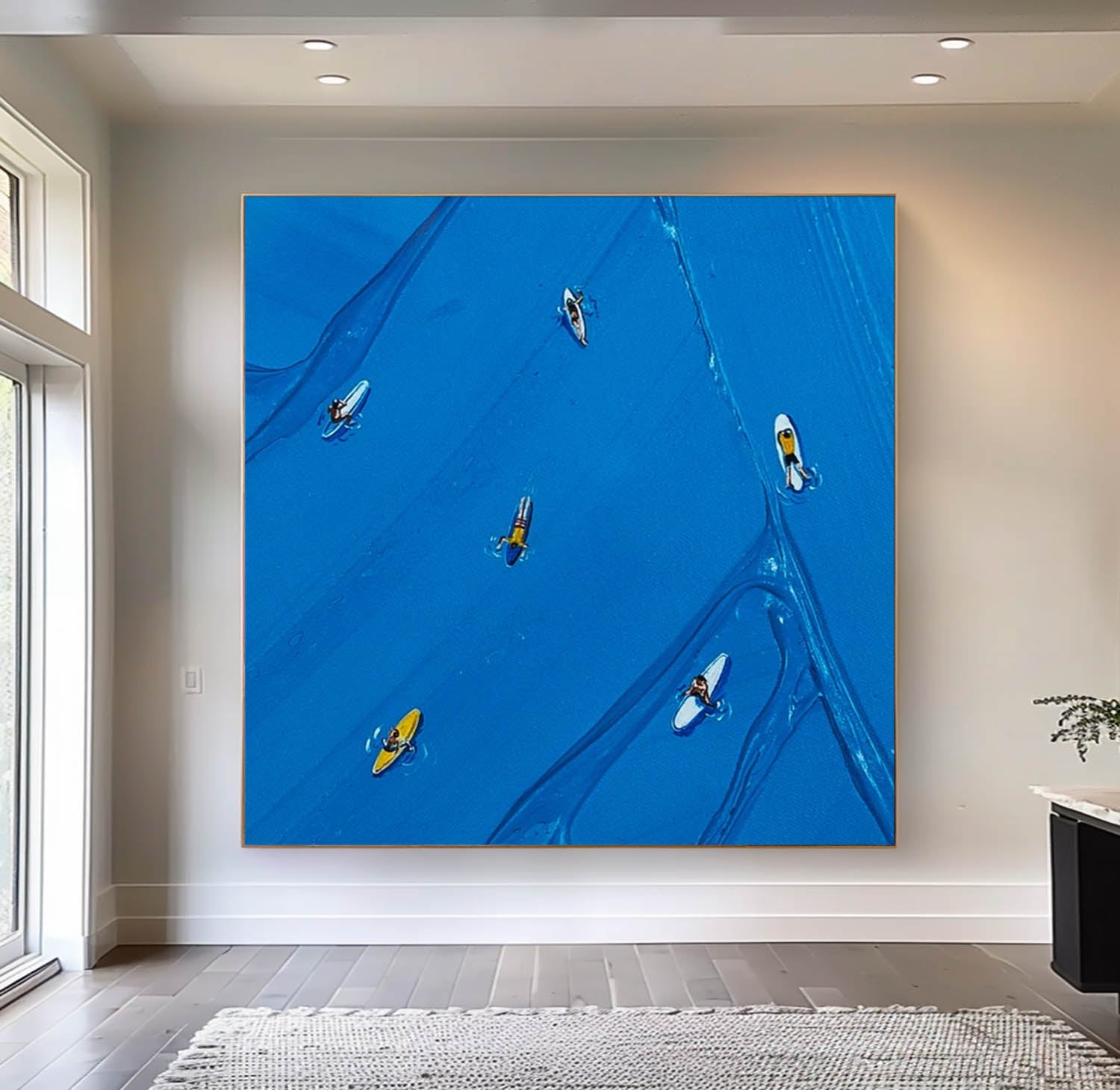 Blue Surf Painting Holiday leisure painting Large Blue textured Abstract Painting Blue Sailing art Blue surfing painting