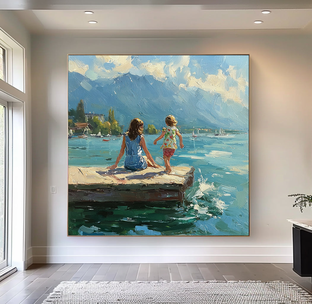Summer landscape vacation art large Green Hand-painted oil painting