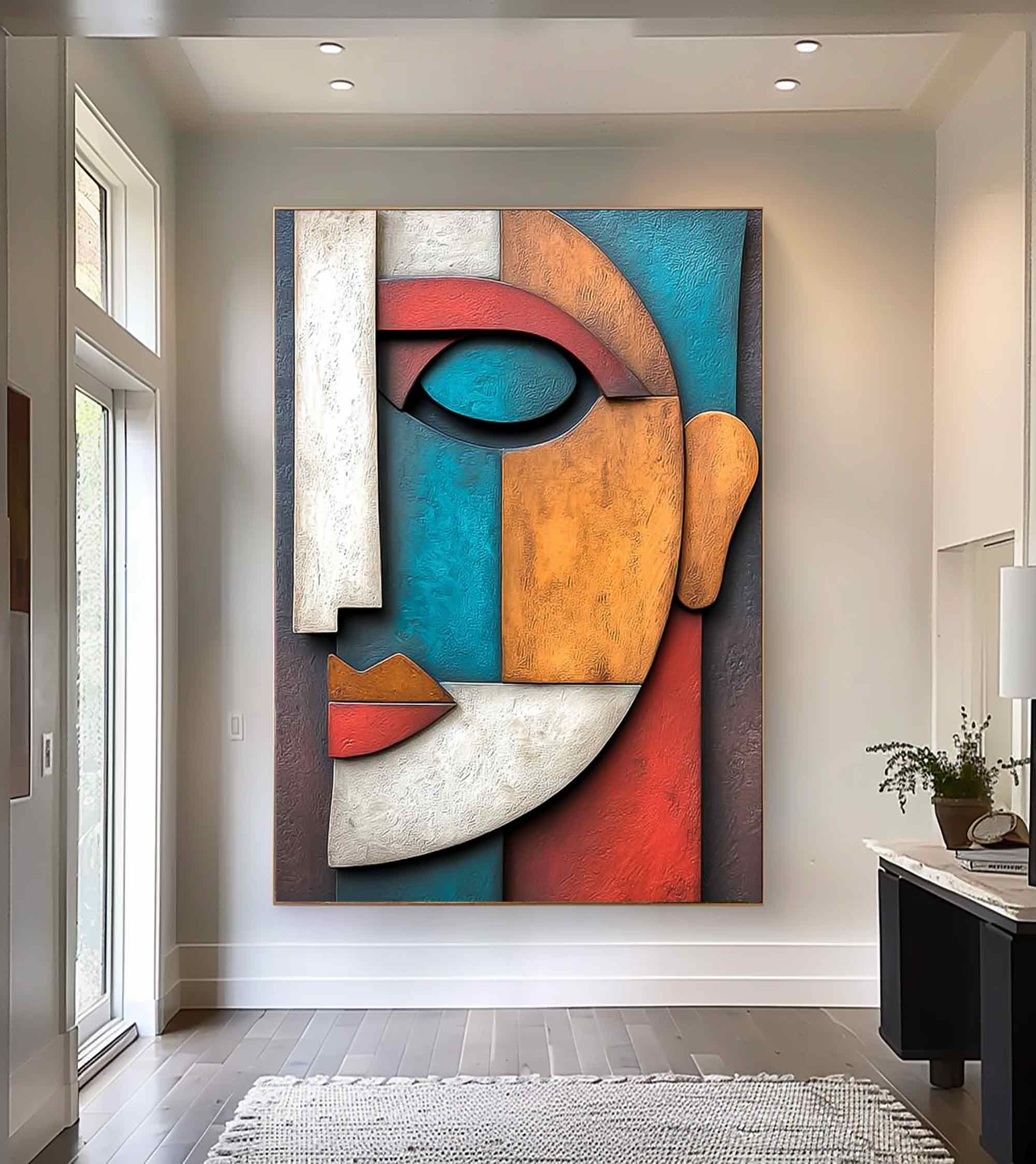 Face 3D Textured Wall Decor Face Sculptured art Painting Textured art