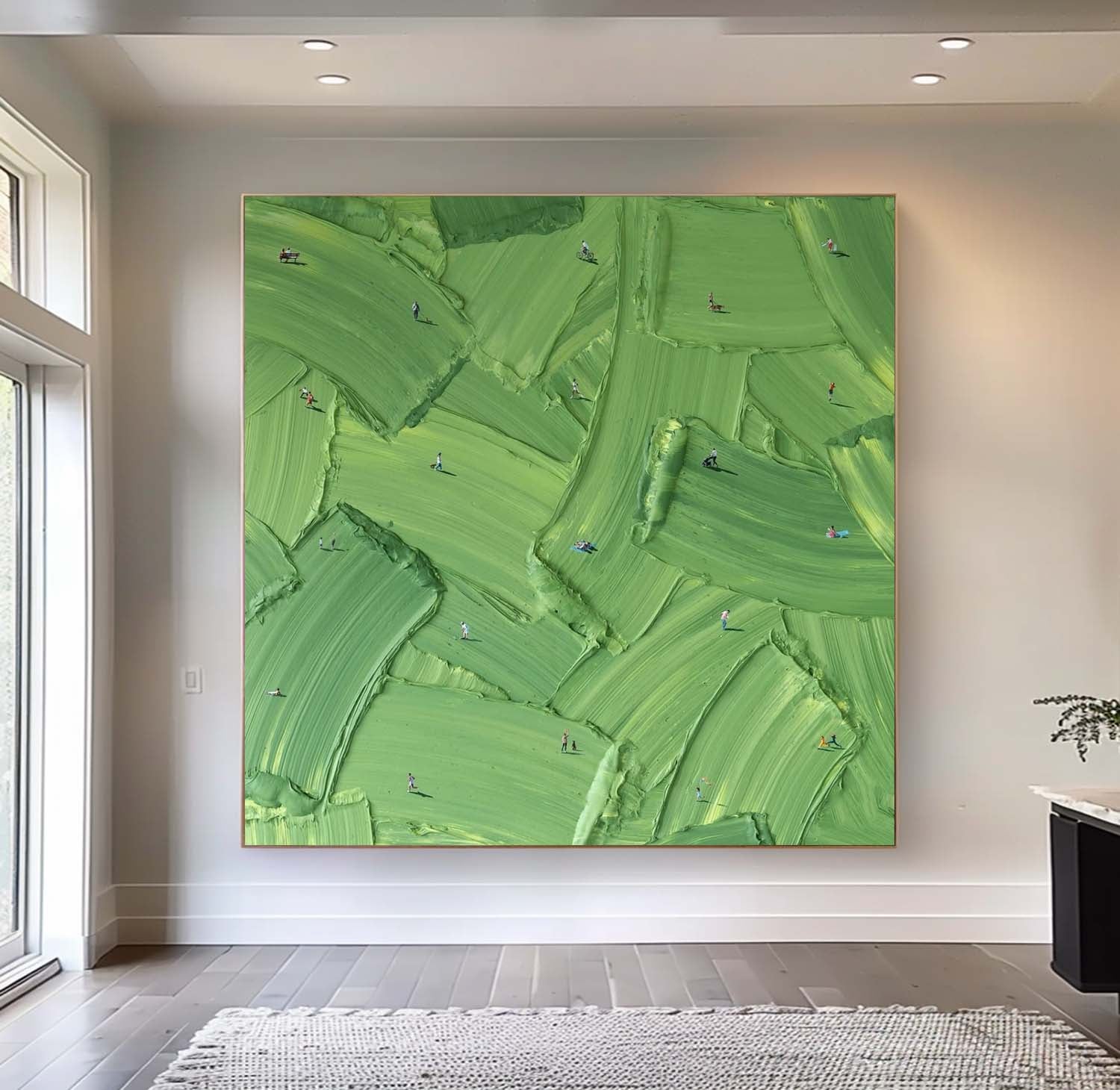 Large Green Abstract Painting Green Textured Wall Art Golf Course Painting Golf Lovers Gifts Handmade Painting