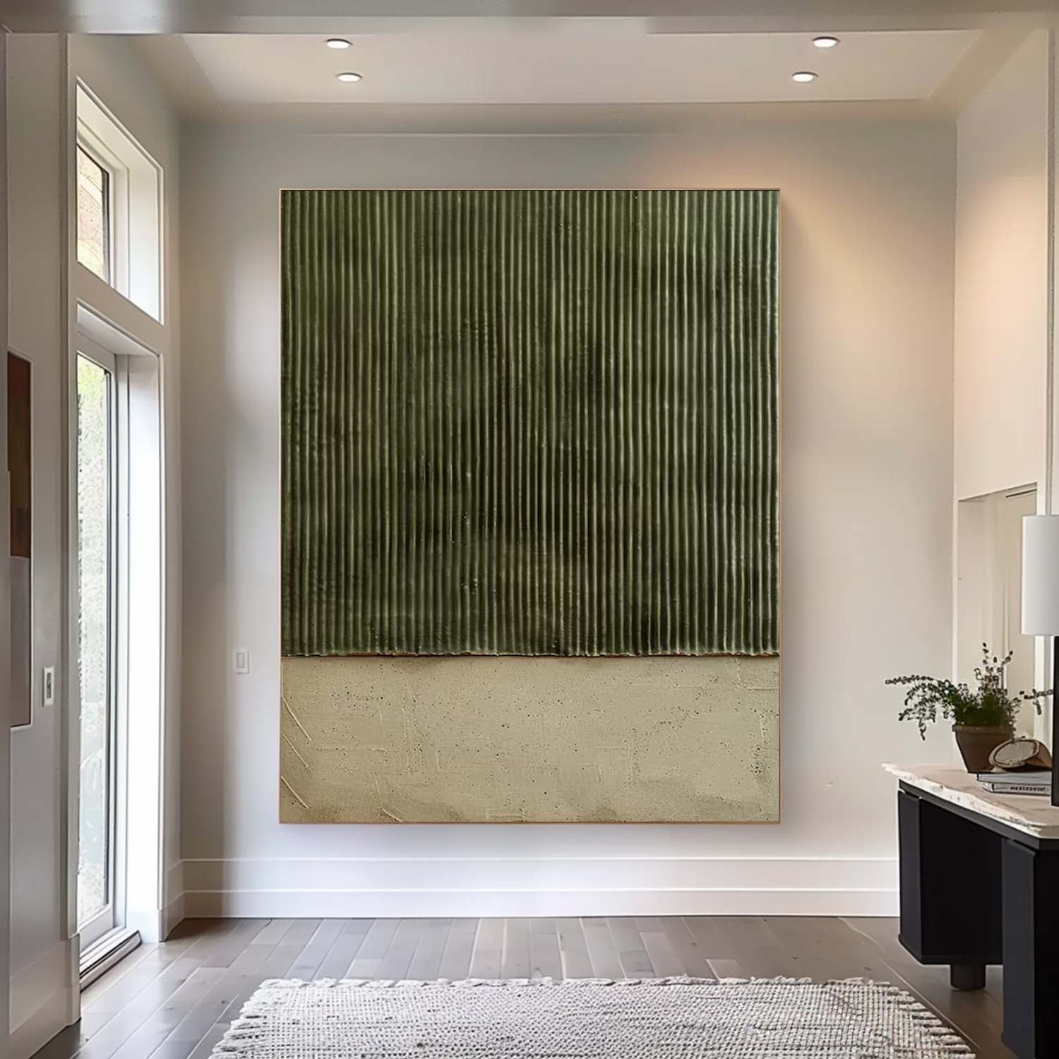 Green minimalism painting Large green abstract painting Sage green painting green painting