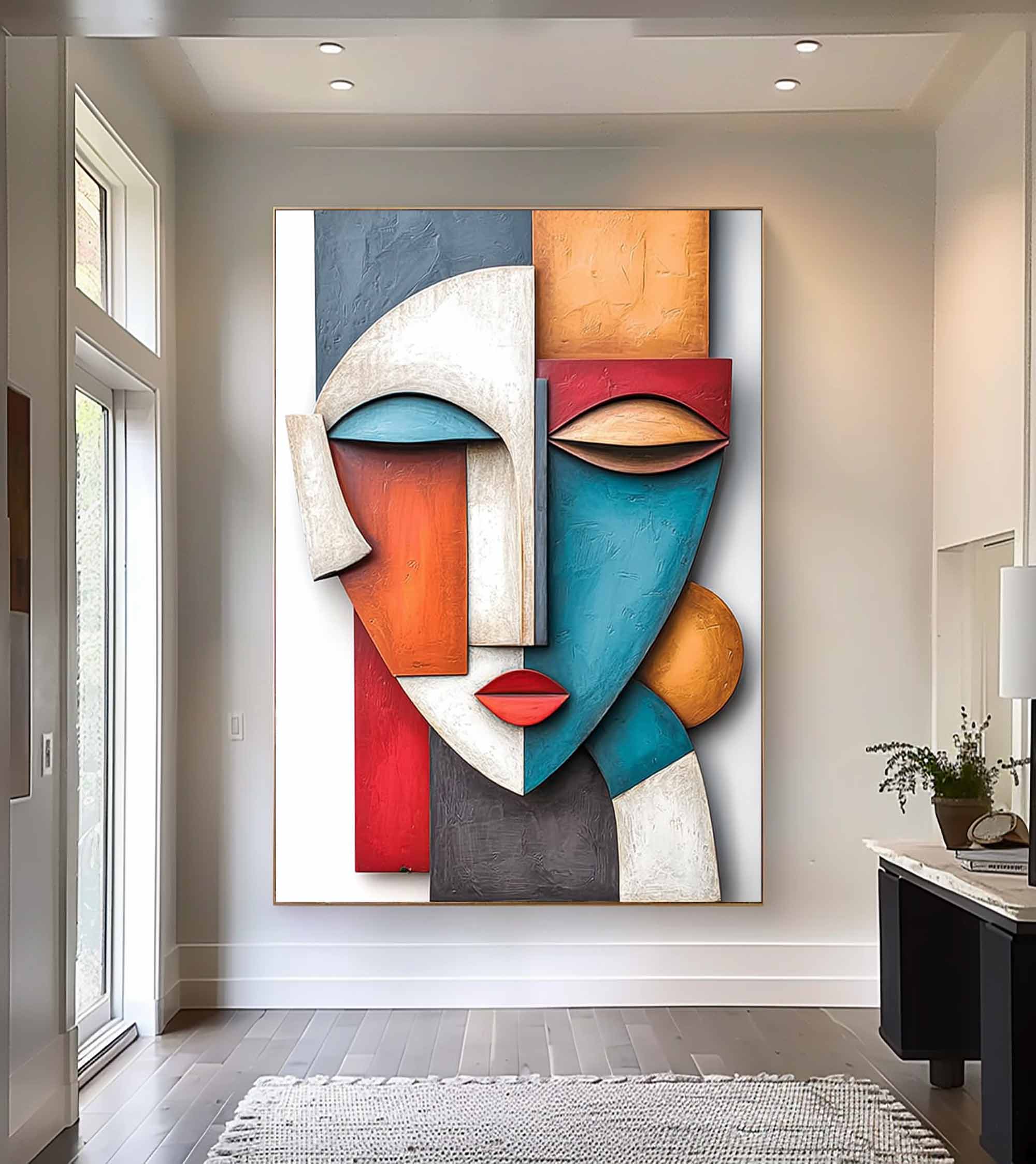 face 3D Textured Wall Decor face Sculptured art Painting Face painting