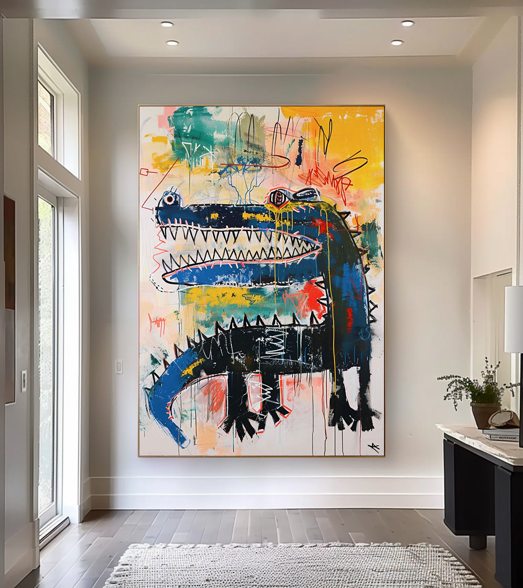 Pop art, crocodile graffiti art, Basquiat art,street graffiti art