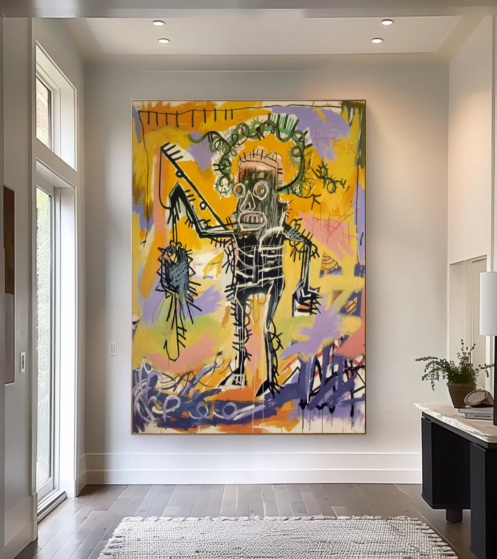 vibrant colorful canvas style of Basquiat,street graffiti art,Pop art
