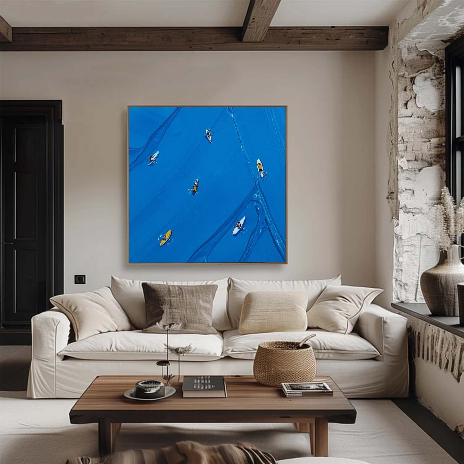 Blue Surf Painting Holiday leisure painting Large Blue textured Abstract Painting Blue Sailing art Blue surfing painting