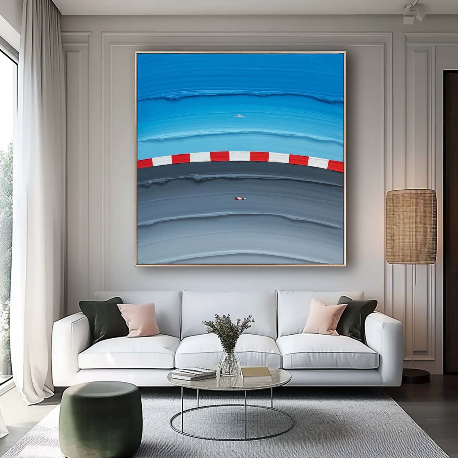 Large Blue textured Abstract Painting Blue Surf Painting Holiday leisure painting Blue Sailing art Blue surfing painting