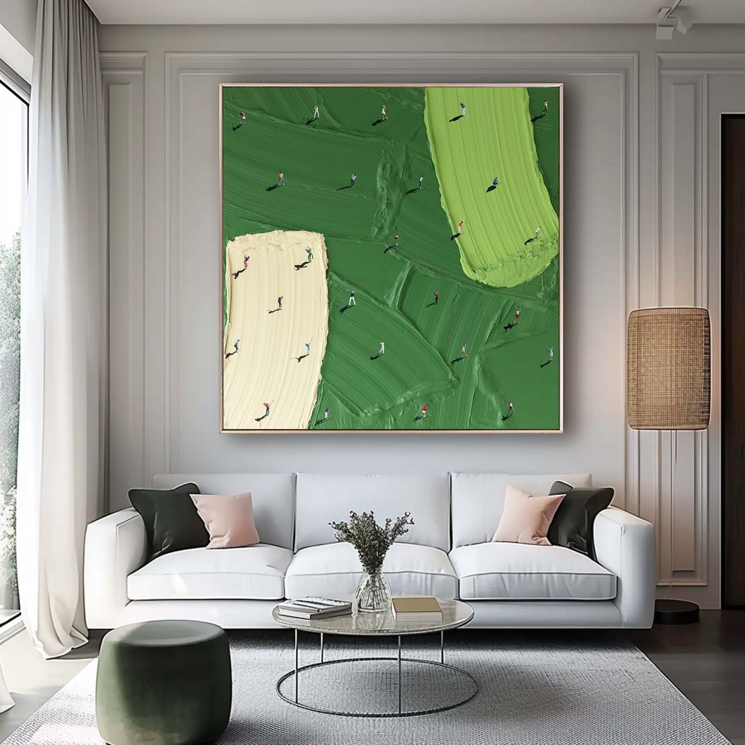 Golf Course Painting Green Textured Wall Art Large Green Abstract Painting Golf Lovers Gifts Handmade Painting