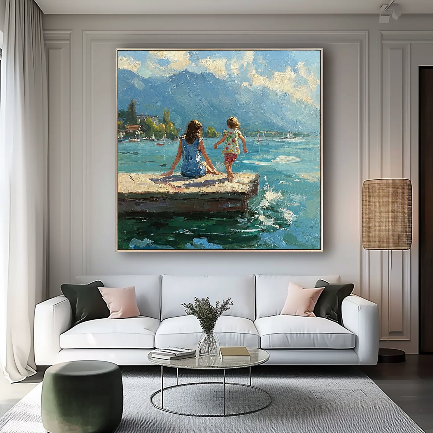 Summer landscape vacation art large Green Hand-painted oil painting