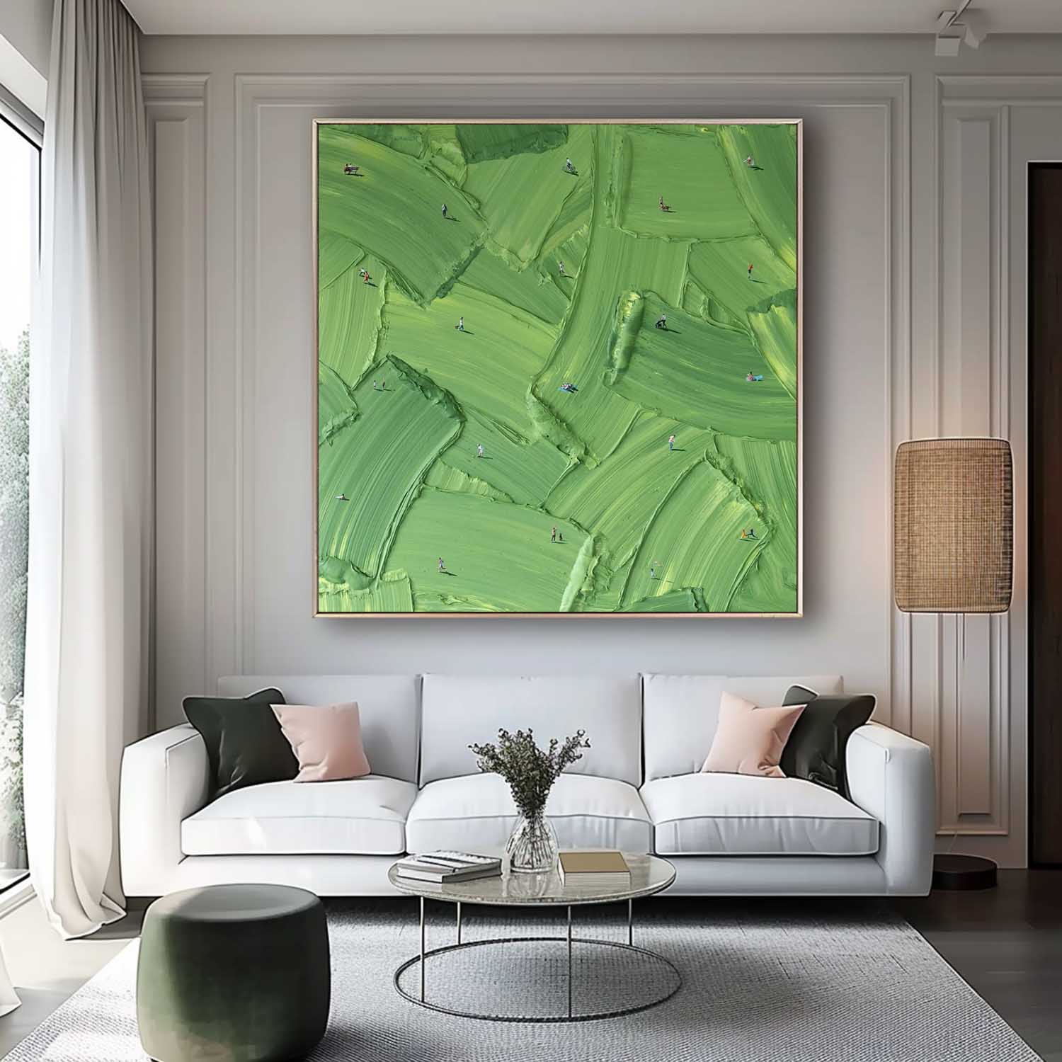 Large Green Abstract Painting Green Textured Wall Art Golf Course Painting Golf Lovers Gifts Handmade Painting