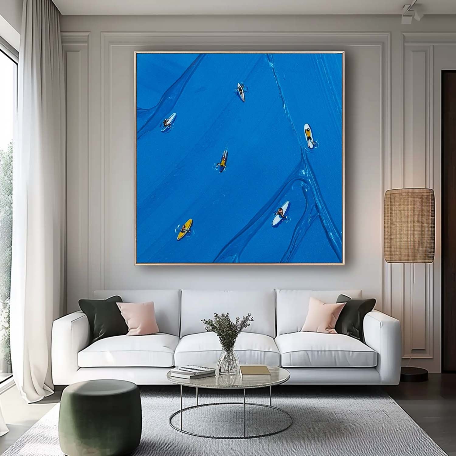 Blue Surf Painting Holiday leisure painting Large Blue textured Abstract Painting Blue Sailing art Blue surfing painting