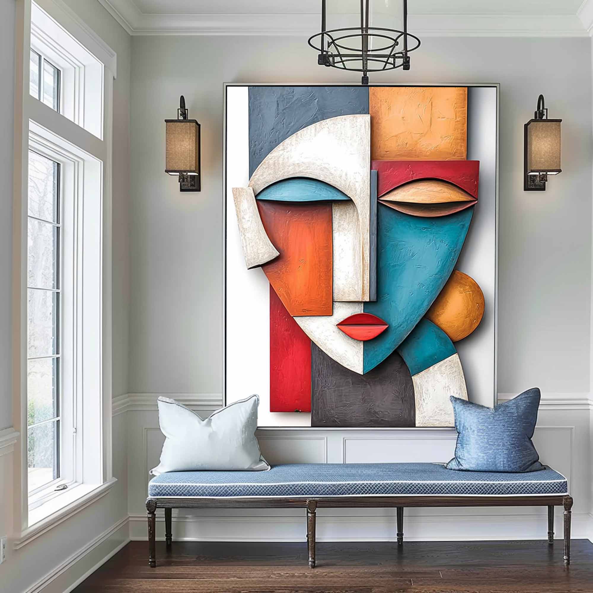 face 3D Textured Wall Decor face Sculptured art Painting Face painting