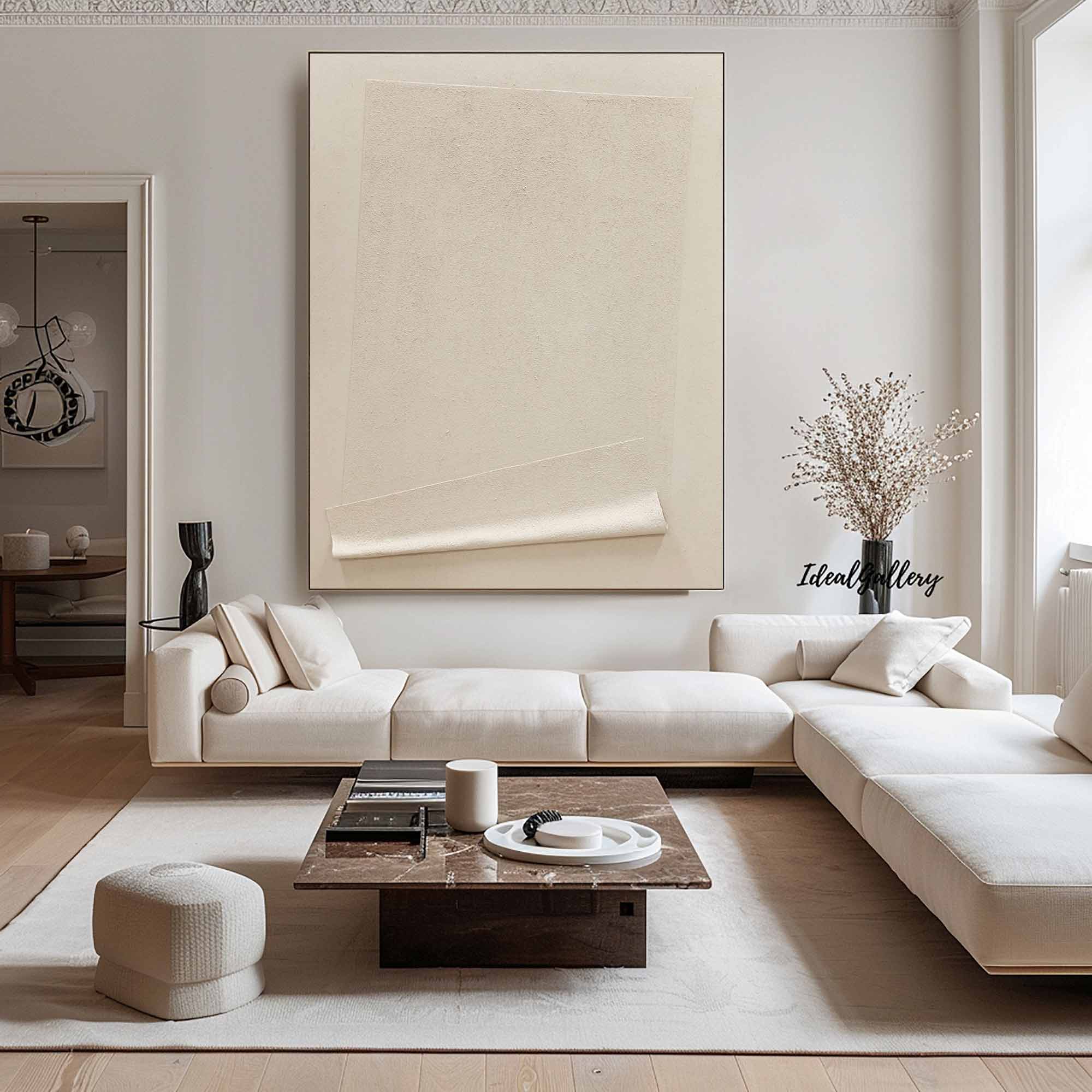 Beige Minimalist Wall Art,Beige 3D Textured Painting, Beige Wabi-sabi Wall Art, Large Beige Textured Painting