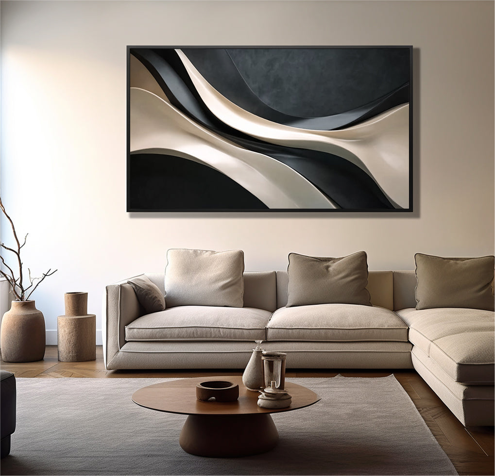 3D Textured Wood Wall Art | Neutral Boho Wood Wall Sculpture for Living Room