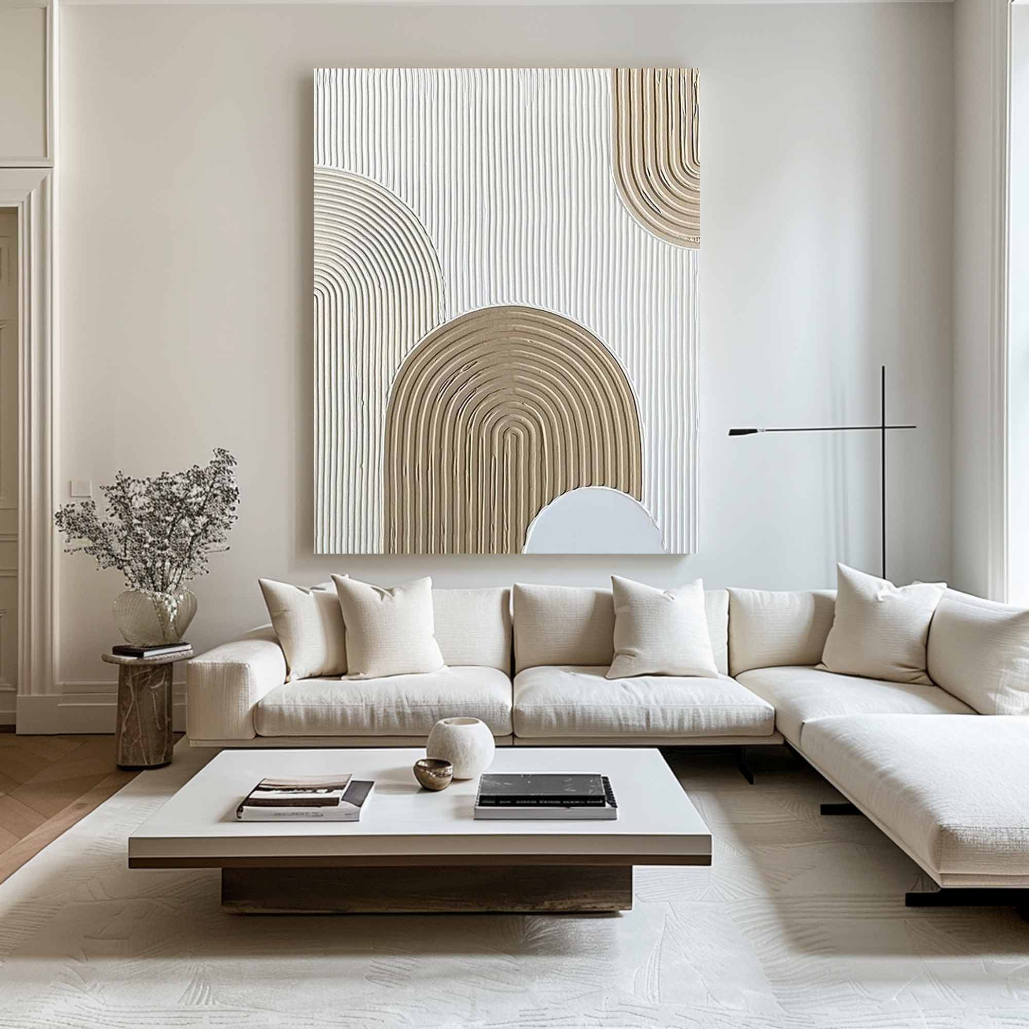 Large Beige Wall Art Beige white Minimalist Art white Beige Canvas Art Large Beige Abstract Art