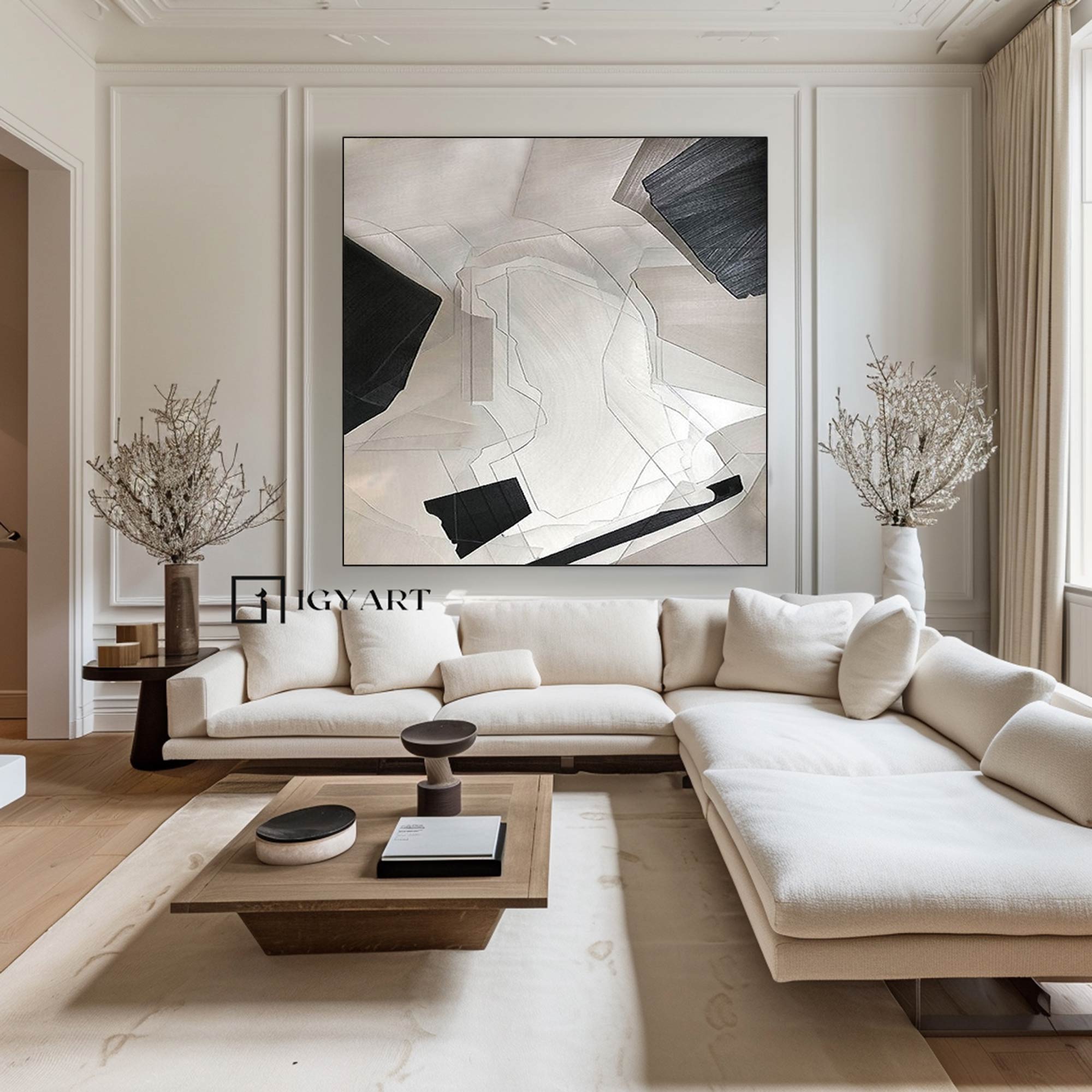 Beige Minimalist Wall Art Beige Wabi Sabi Wall Art Black Beige Grey Minimalist Painting