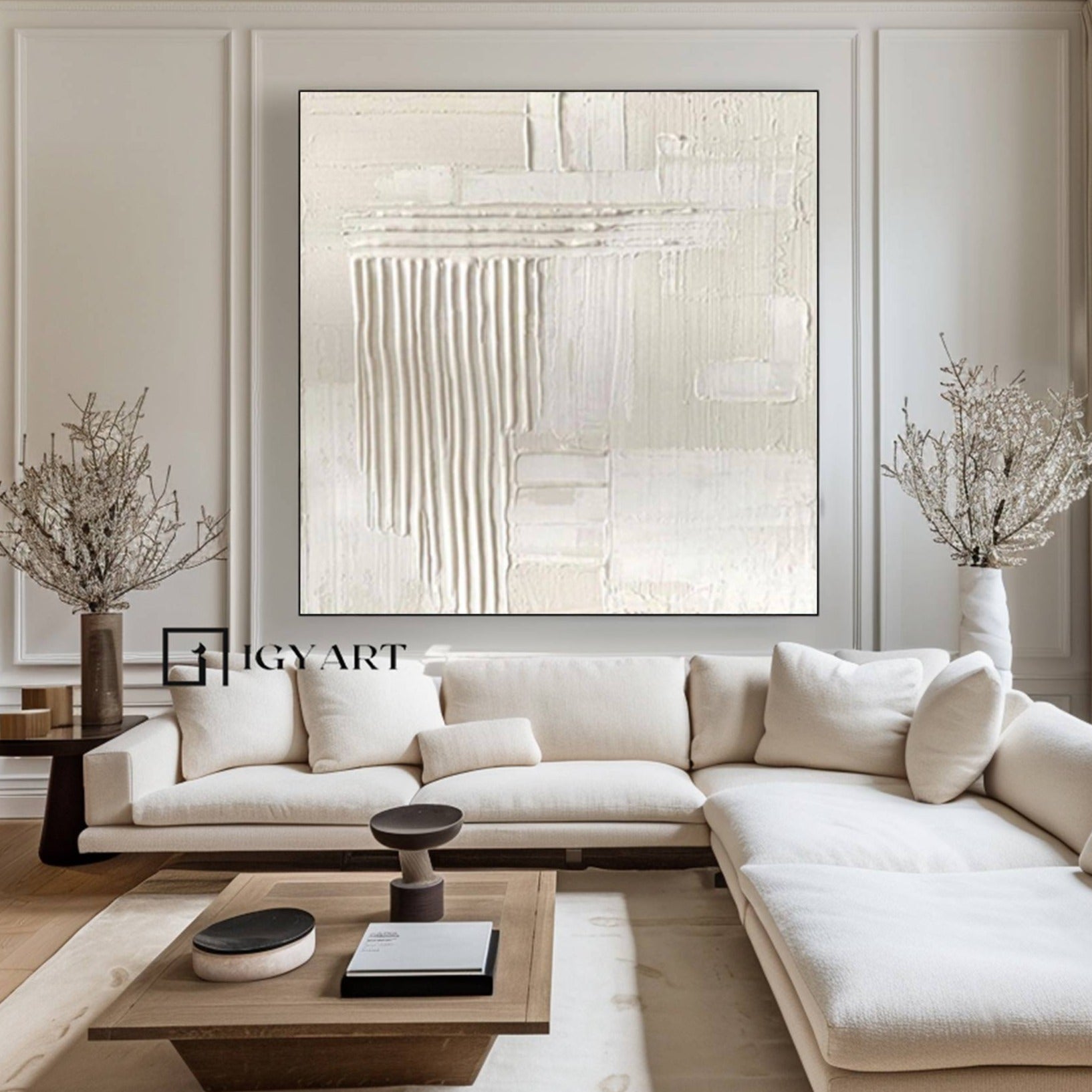 Beige Wabi Sabi Wall Art Beige white Abstract Painting Beige Minimalist  Canvas Art Large Neutral Wall Decor, image size:1634x1634