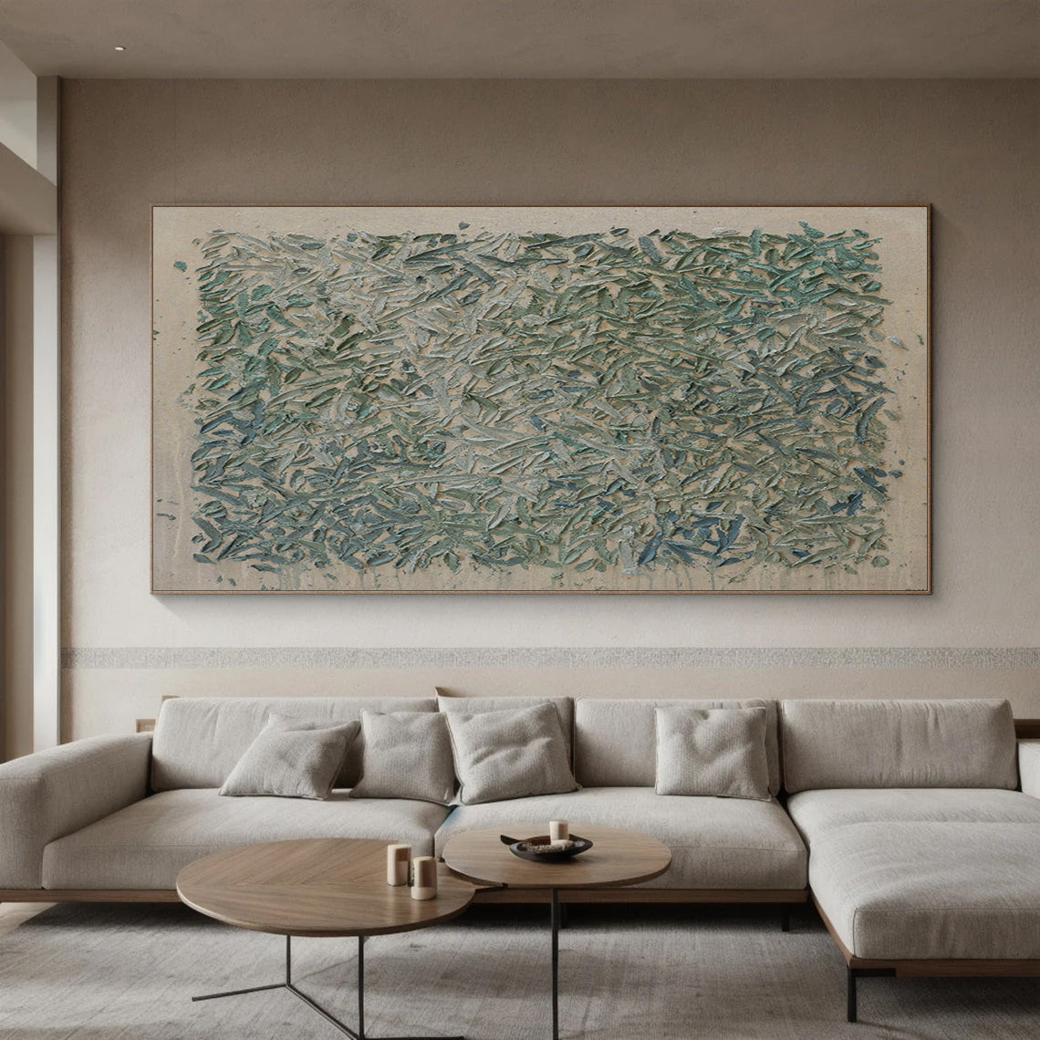 Green wall art Green textured wall art Large Green abstract painting