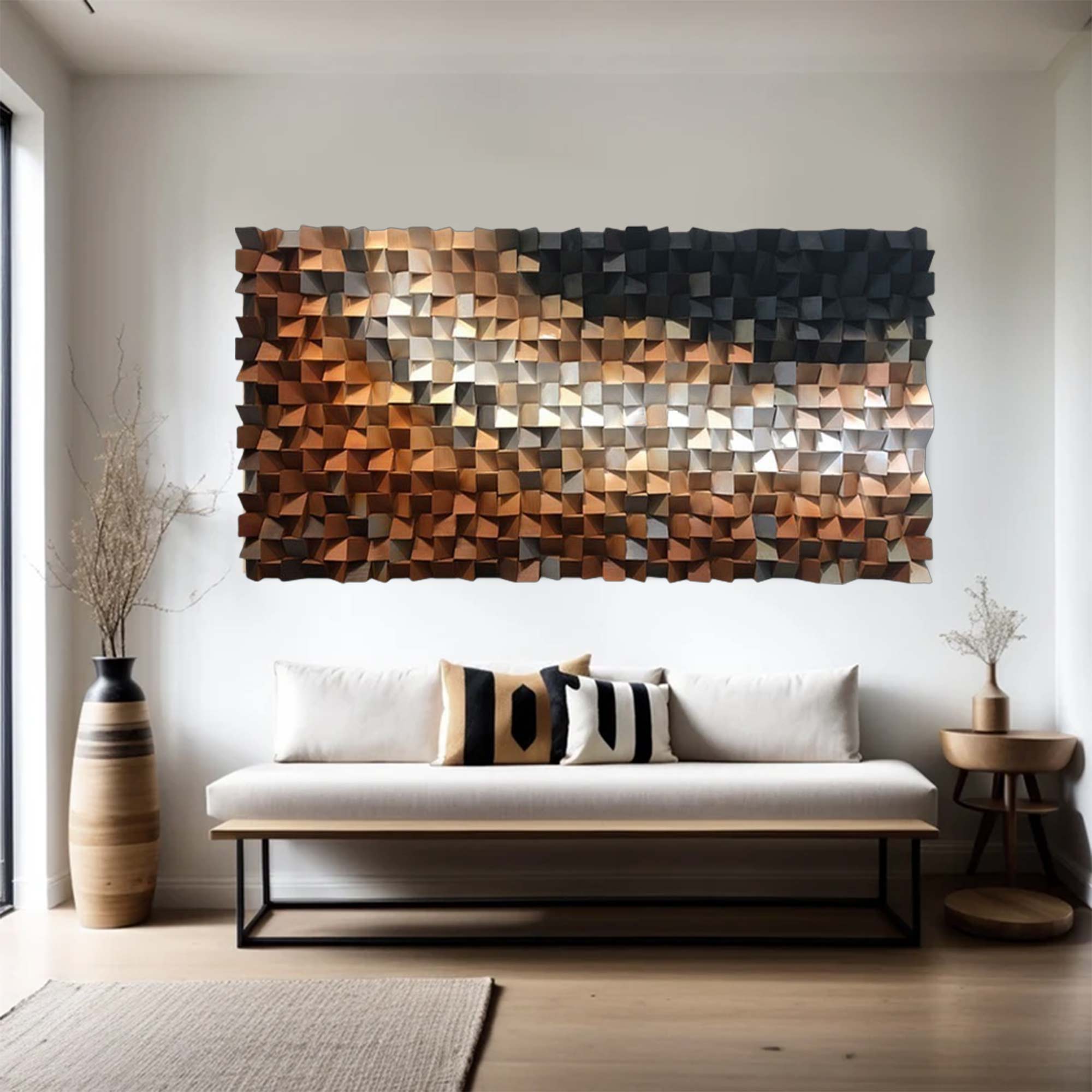 wood texture wall decor Geometric Wood Art Textured Wall Sculpture art