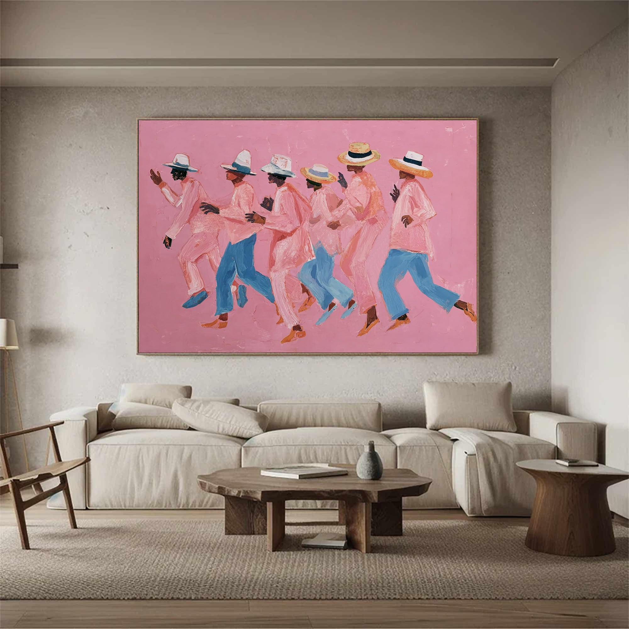 Pink and blue pop art wall decor Vibrant contemporary figure art