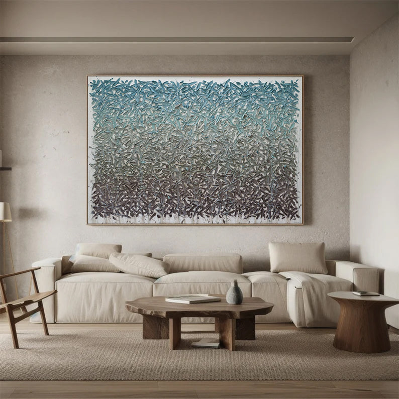 Large Blue abstract painting Blue textured wall art Blue wall art