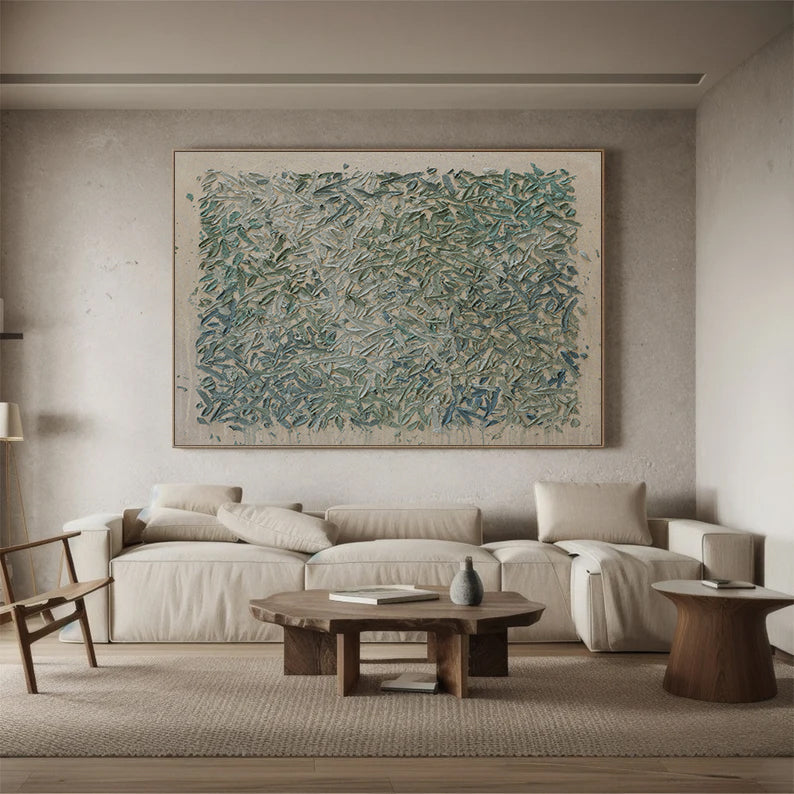 Green wall art Green textured wall art Large Green abstract painting
