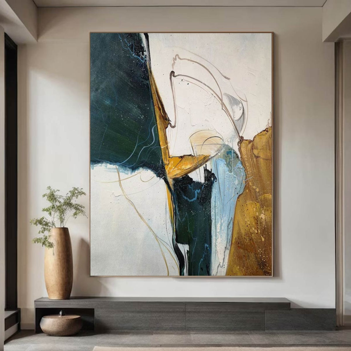 Large green abstract painting Green abstract painting green wall art ...