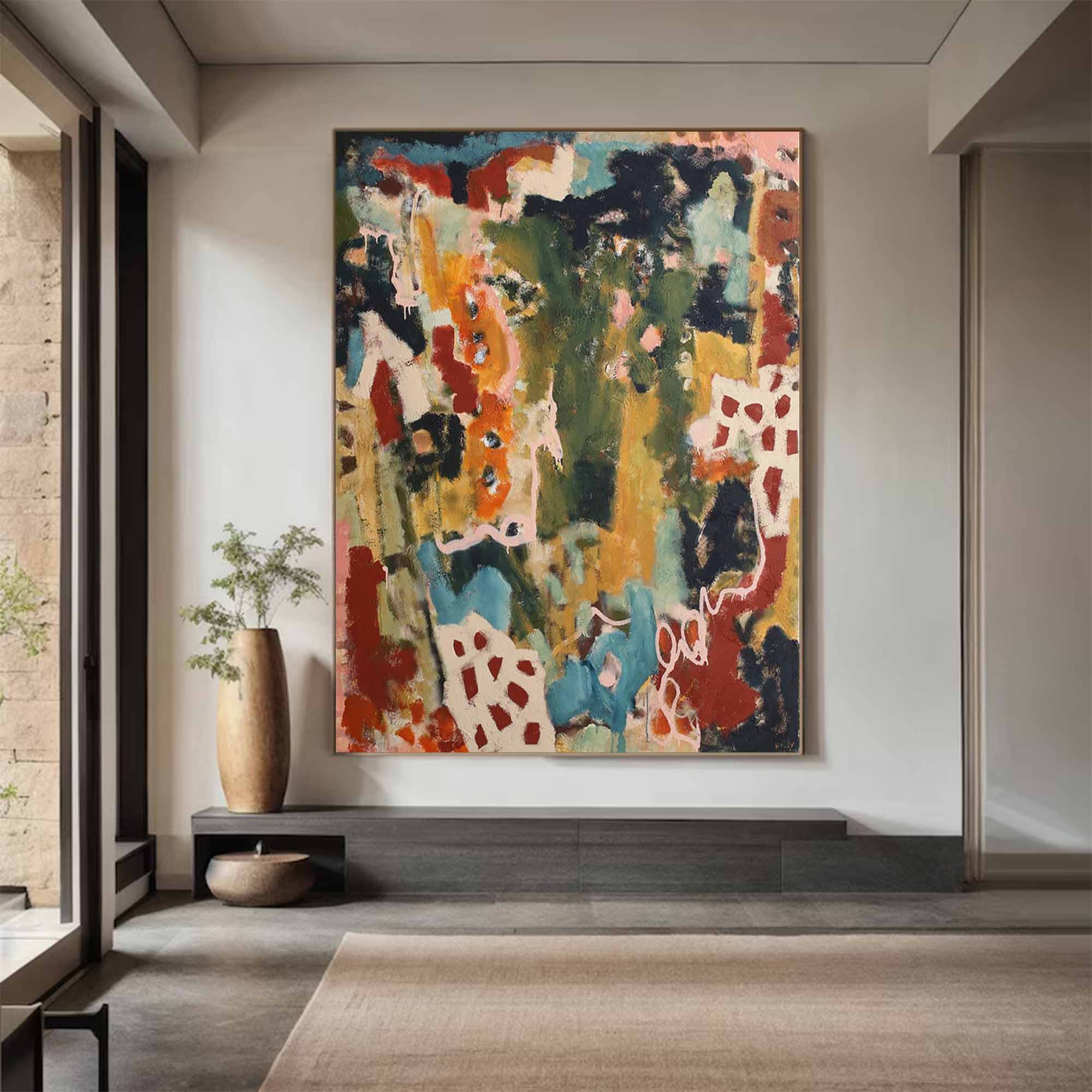 Colorful abstract painting, colorful graffiti art, colorful textured wall decor