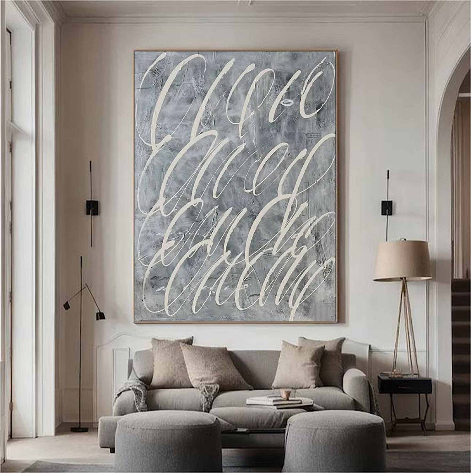 Large Blue Wall Art Blue Minimalist Abstract Painting Light Blue Abstract Art
