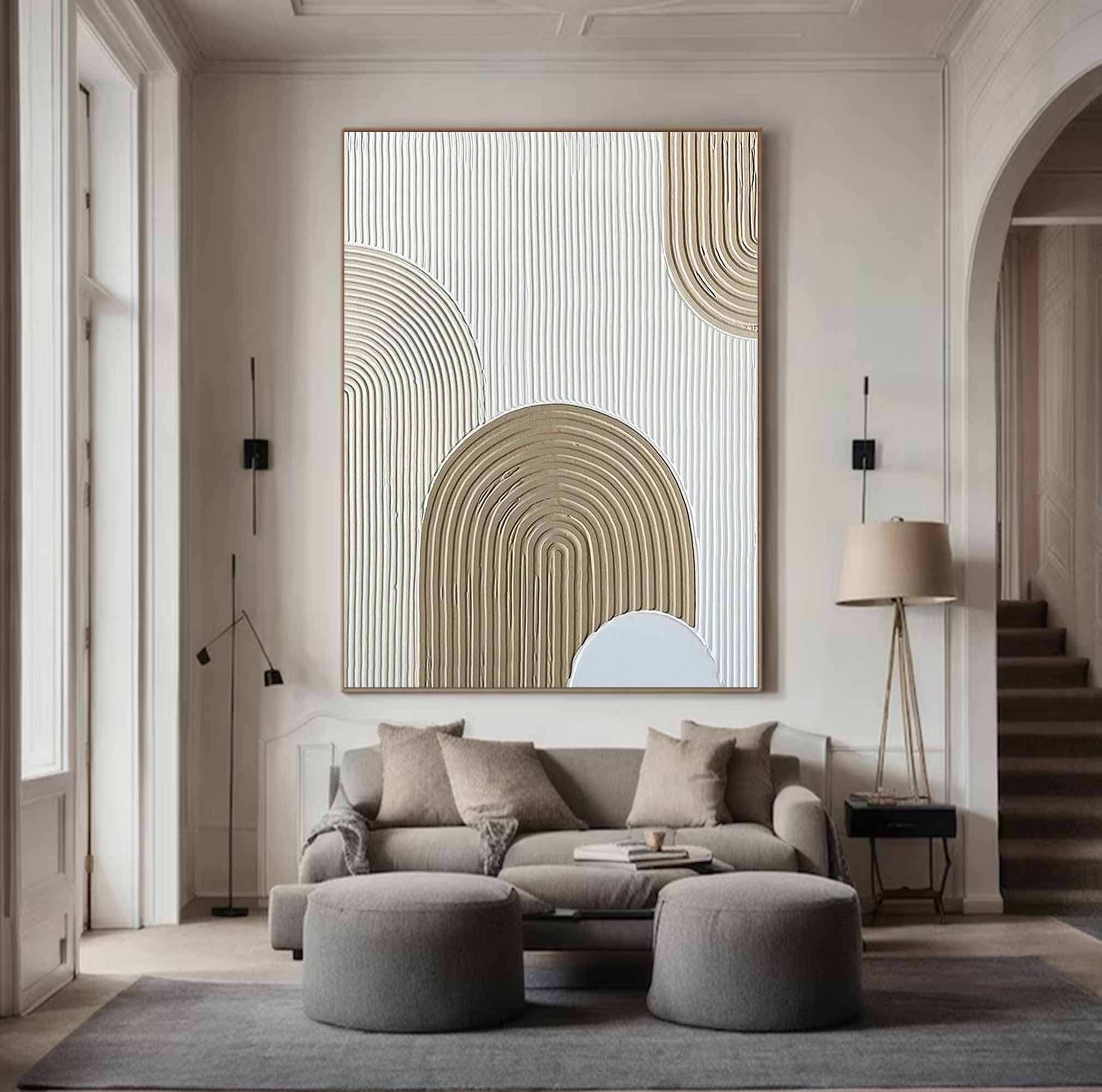 Large Beige Wall Art Beige white Minimalist Art white Beige Canvas Art Large Beige Abstract Art