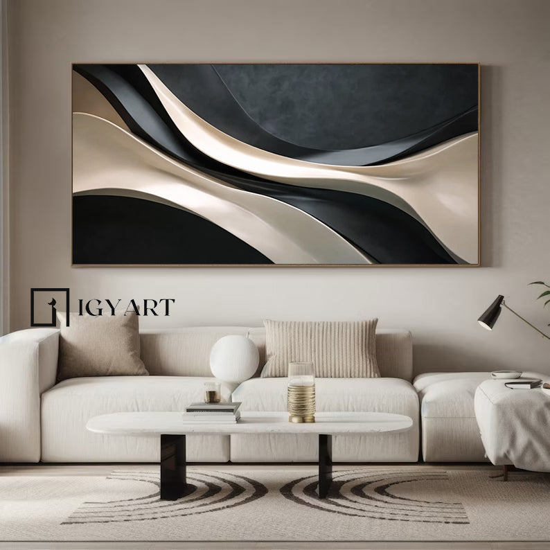 3D Textured Wood Wall Art | Neutral Boho Wood Wall Sculpture for Living Room