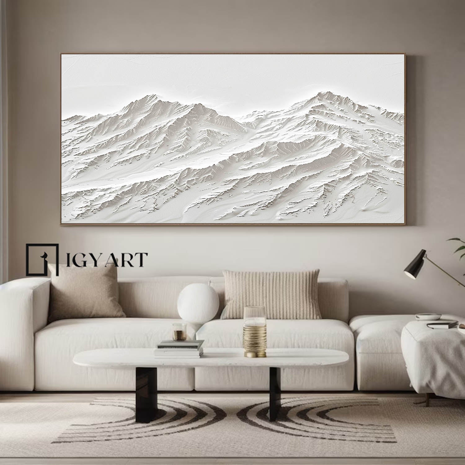 Large White Snow Mountain Painting White Snow Mountain Canvas Art white textured wall art