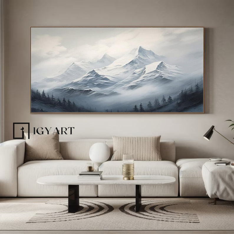 Large mount paintings mountain wall art Large blue abstract art blue mountain landscape art