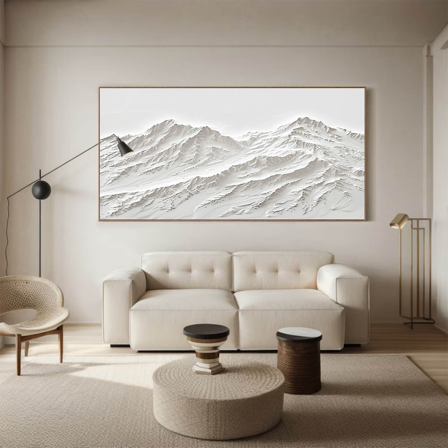 Large White Snow Mountain Painting White Snow Mountain Canvas Art white textured wall art