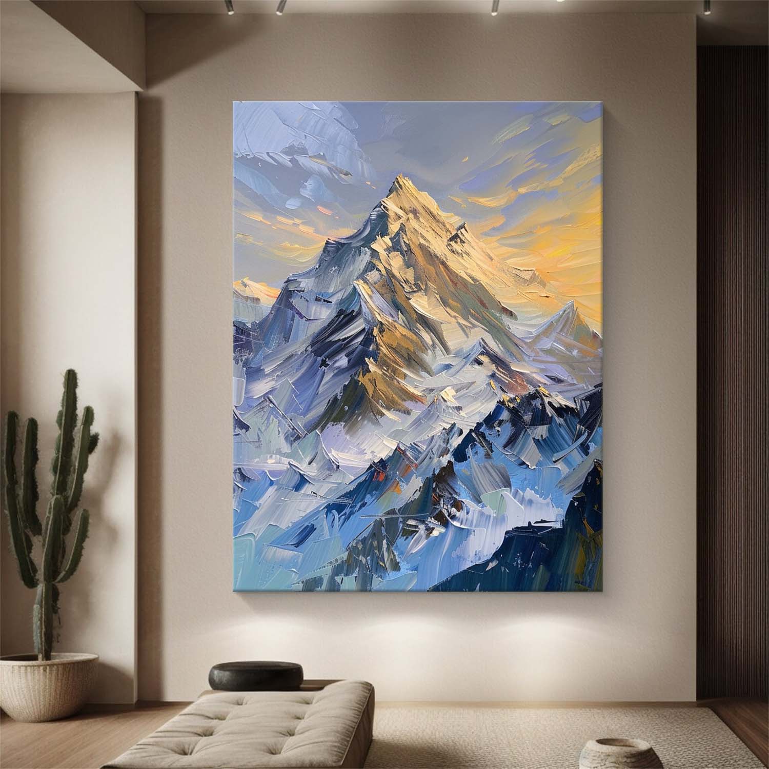 Snow mountain painting Large blue Snow mountain Abstract Painting mountain landscape painting